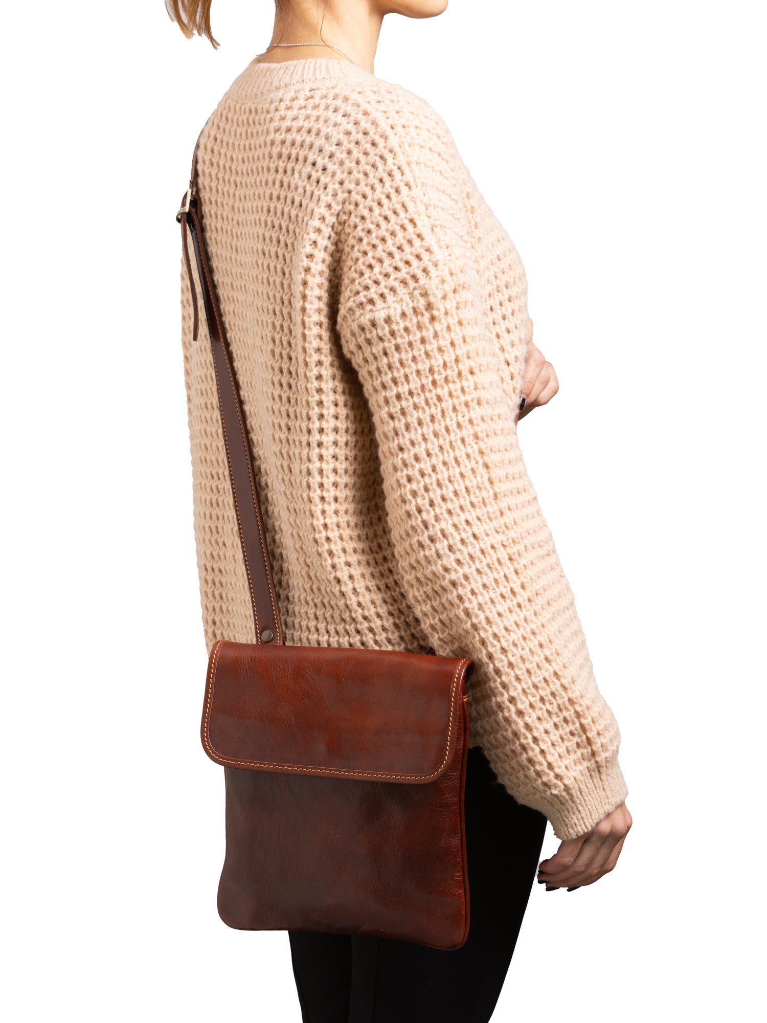 Crossbody bag I Fratelli Men Genuine leather -Nero Marrone