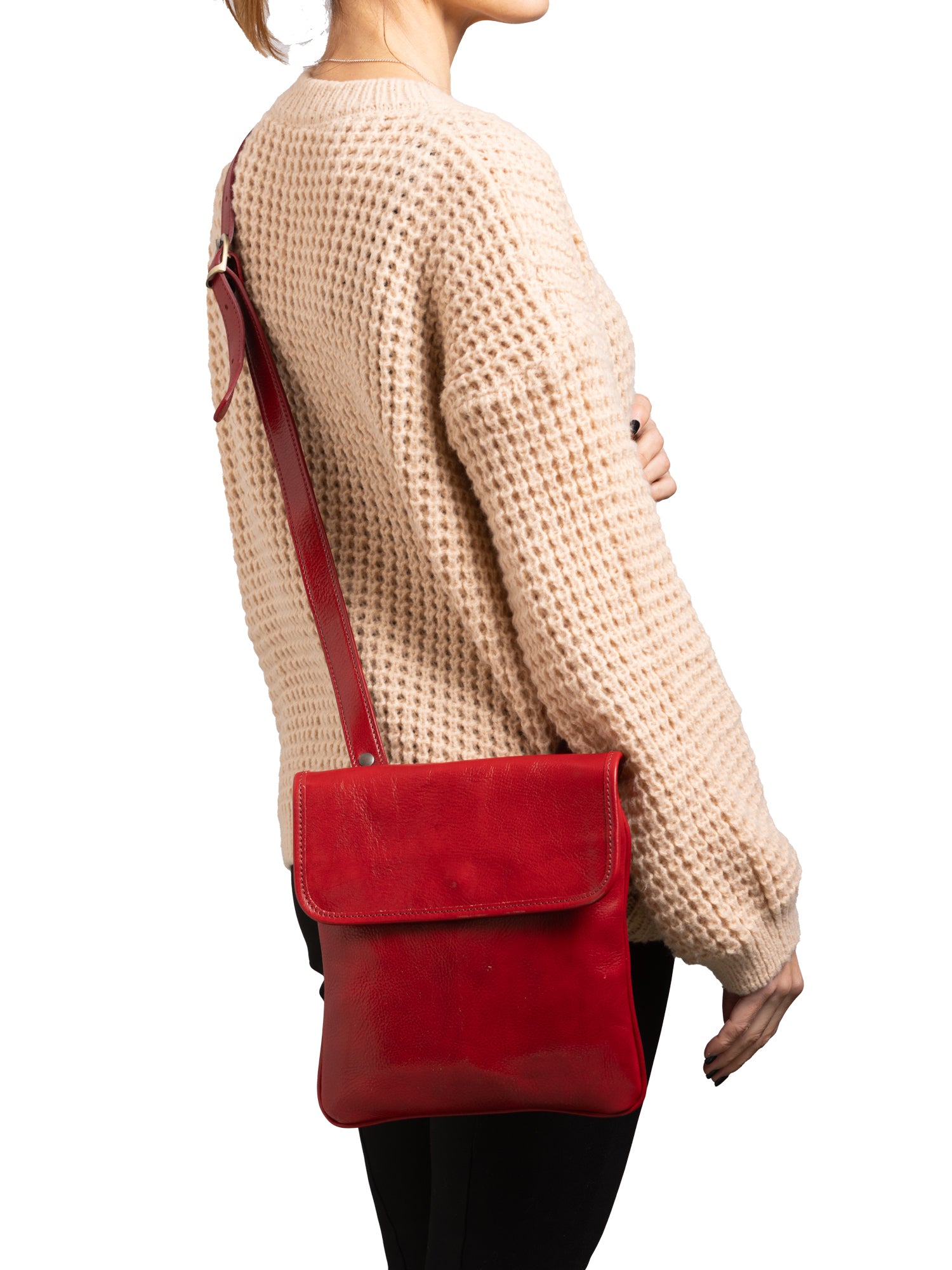 Crossbody bag I Fratelli Men Genuine leather -Nero Rosso