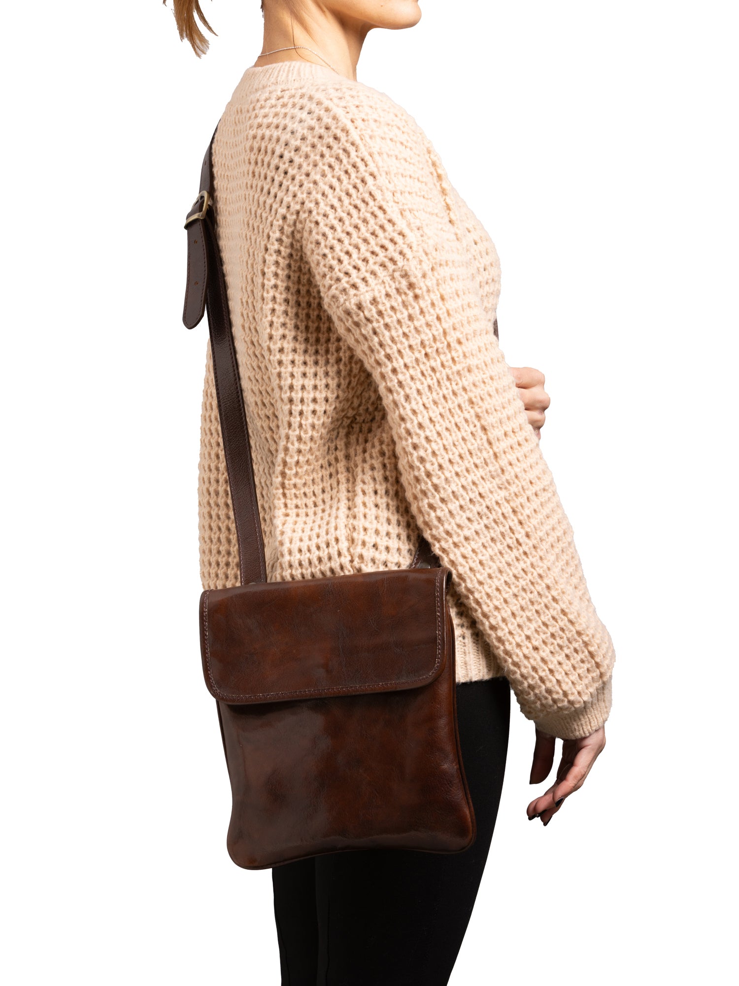 Crossbody bag I Fratelli Men Genuine leather -Nero Testa di moro
