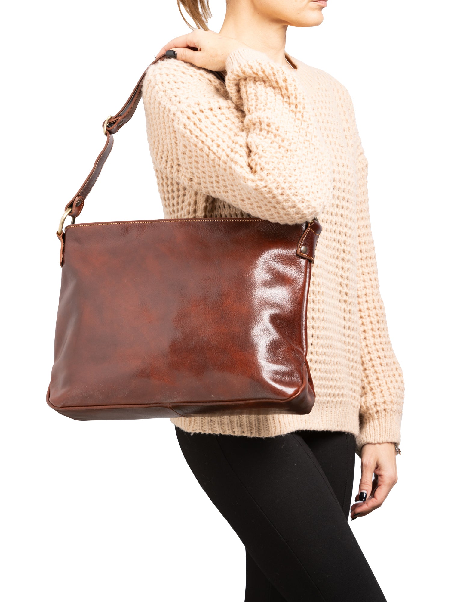 Shoulder Bag I Fratelli Women Genuine leather -Cognac Marrone