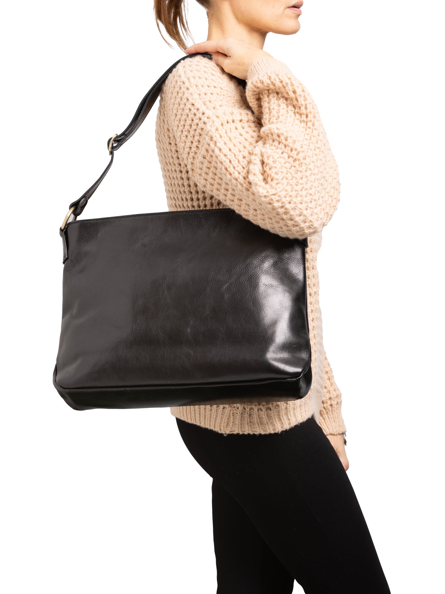 Shoulder Bag I Fratelli Women Genuine leather -Cognac Nero