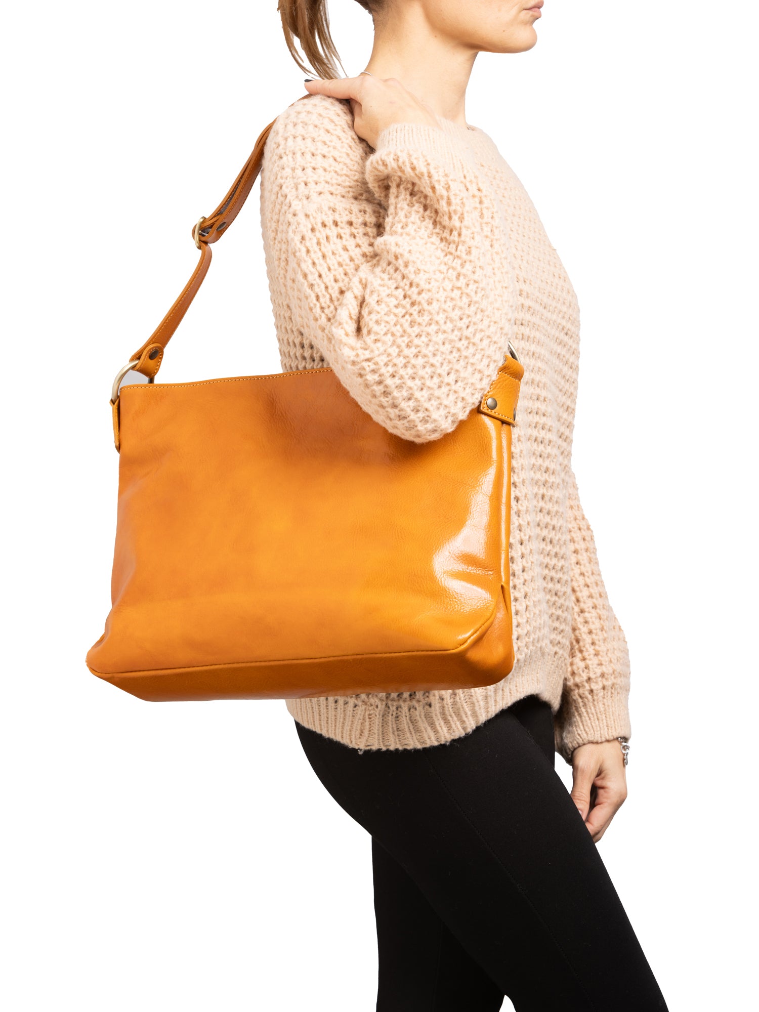 Shoulder Bag I Fratelli Women Genuine leather -Cognac Senape