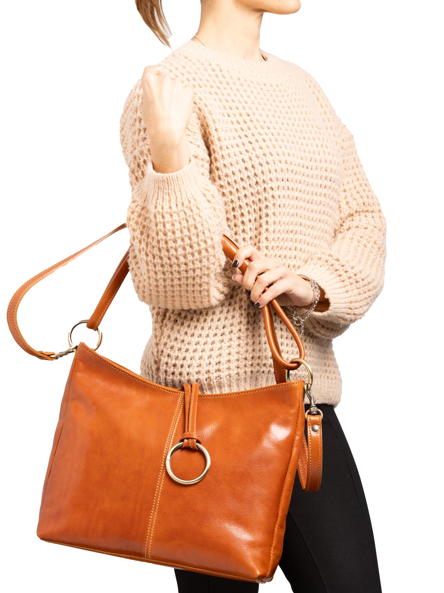 Shoulder Bag I Fratelli Women Genuine leather -Cognac Cognac