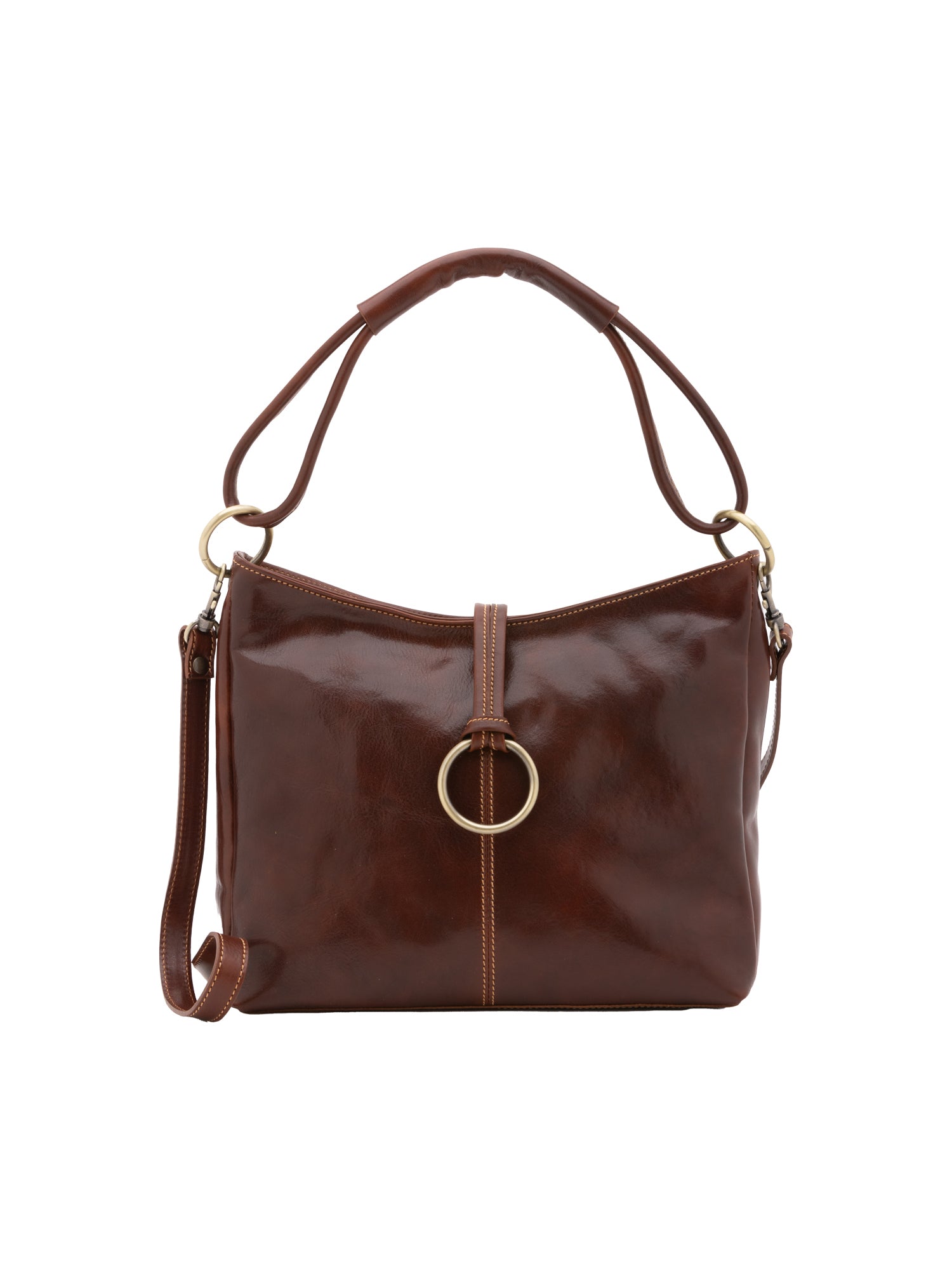 Shoulder Bag I Fratelli Women Genuine leather -Cognac Marrone