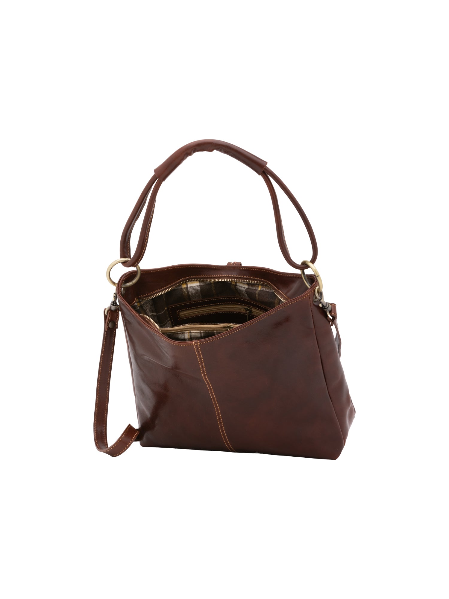 Shoulder Bag I Fratelli Women Genuine leather -Cognac Marrone