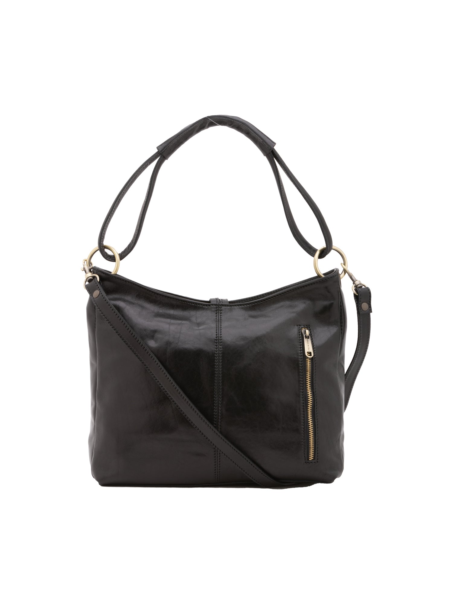 Shoulder Bag I Fratelli Women Genuine leather -Cognac Nero