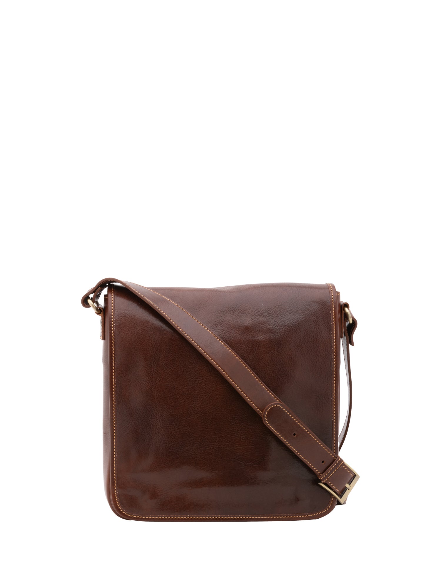 Crossbody bag I Fratelli Men Genuine leather -Cognac Marrone