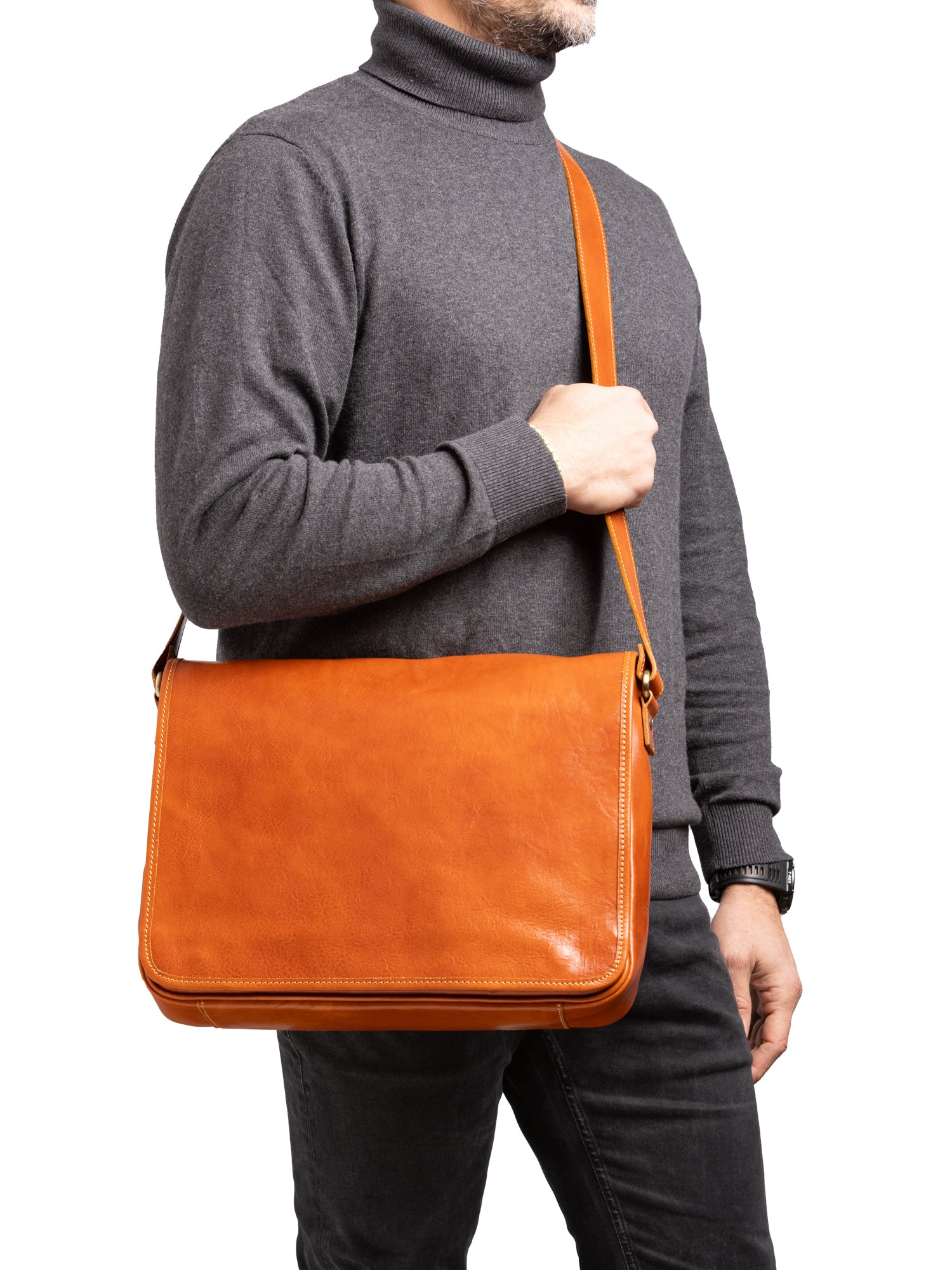 Crossbody bag I Fratelli Men Genuine leather -Tmoro Cognac