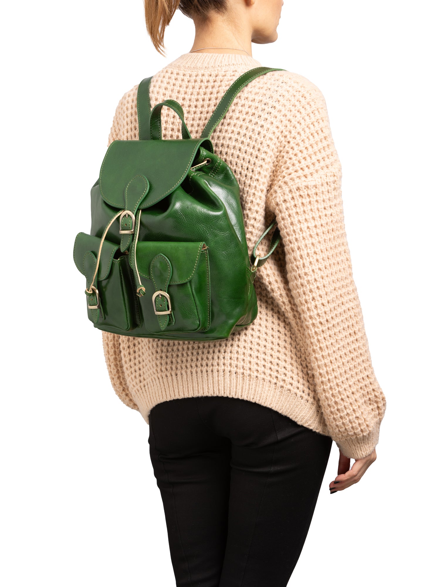 Shoulder Bag I Fratelli Women Genuine leather -Nero Verde