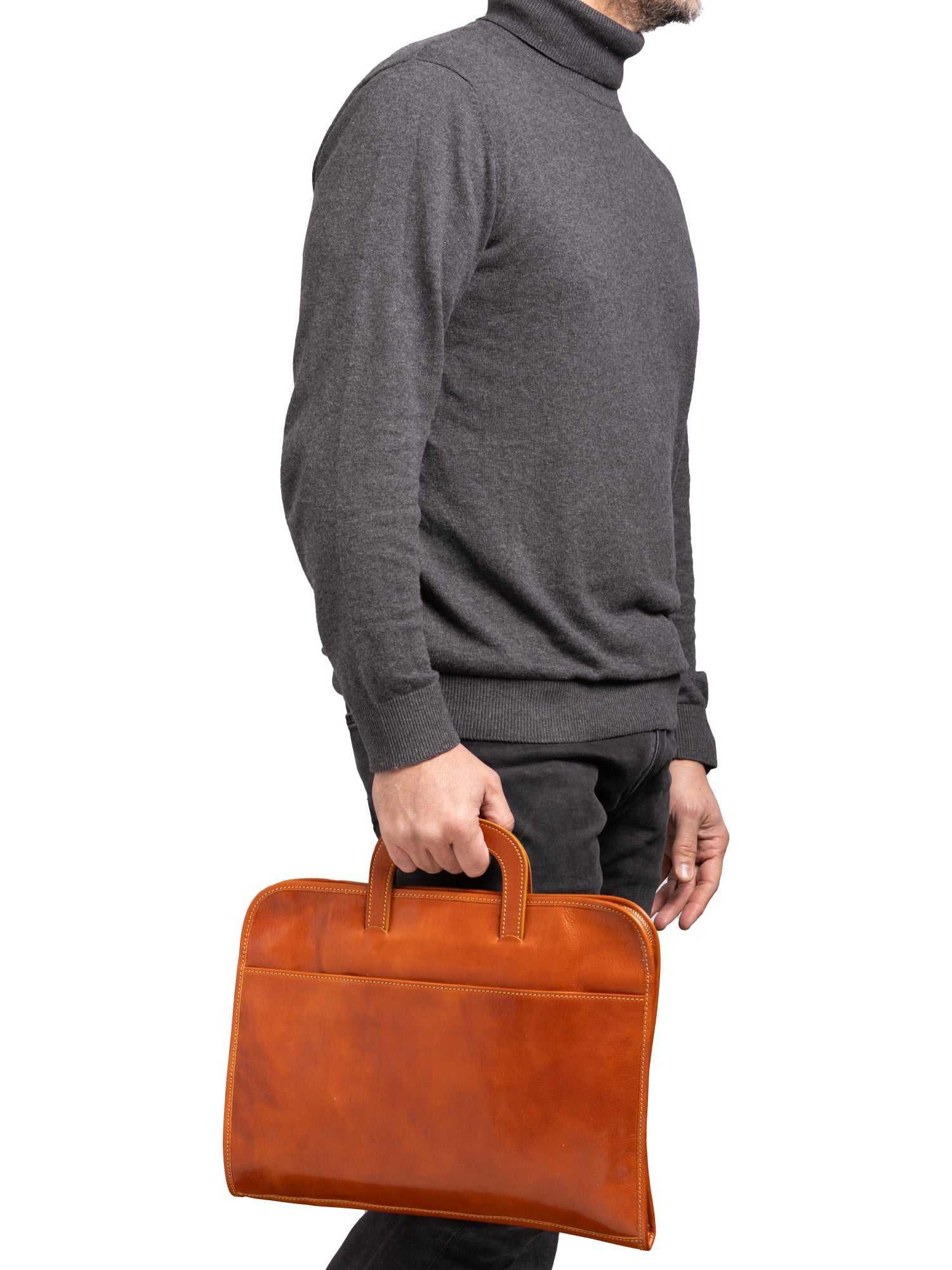 Briefcase I Fratelli Men Genuine leather -Marrone Cognac
