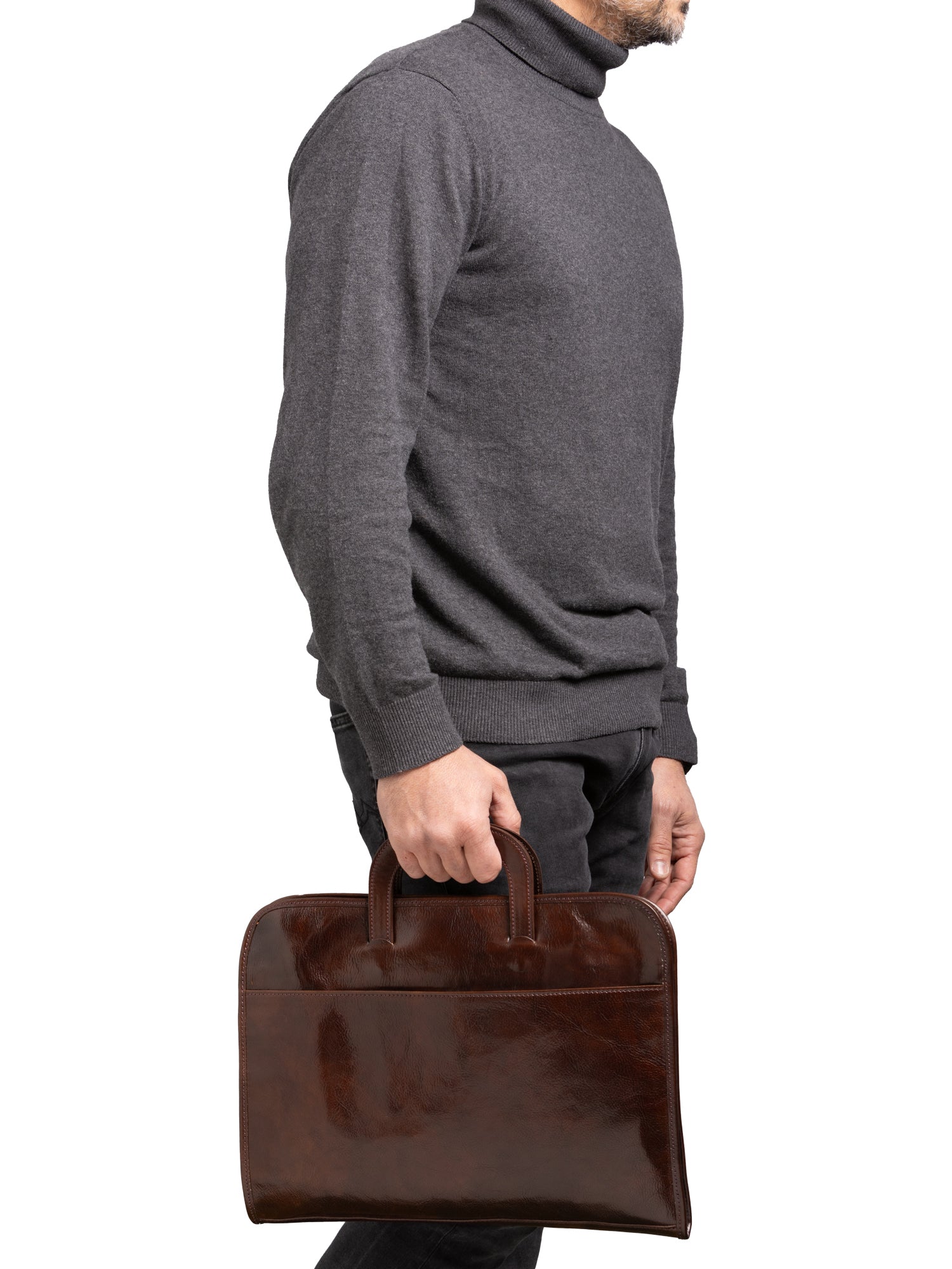 Briefcase I Fratelli Men Genuine leather -Marrone Testa di moro