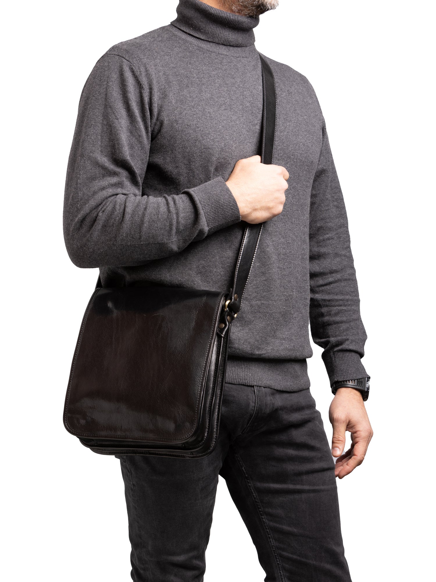 Crossbody bag I Fratelli Men Genuine leather -Marrone Nero
