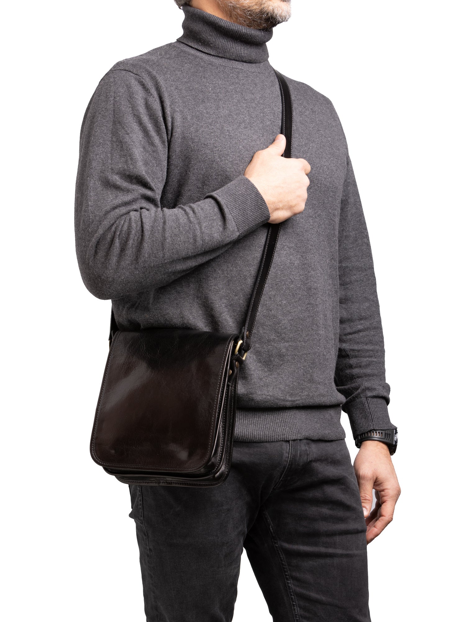 Crossbody bag I Fratelli Men Genuine leather -Verde Nero