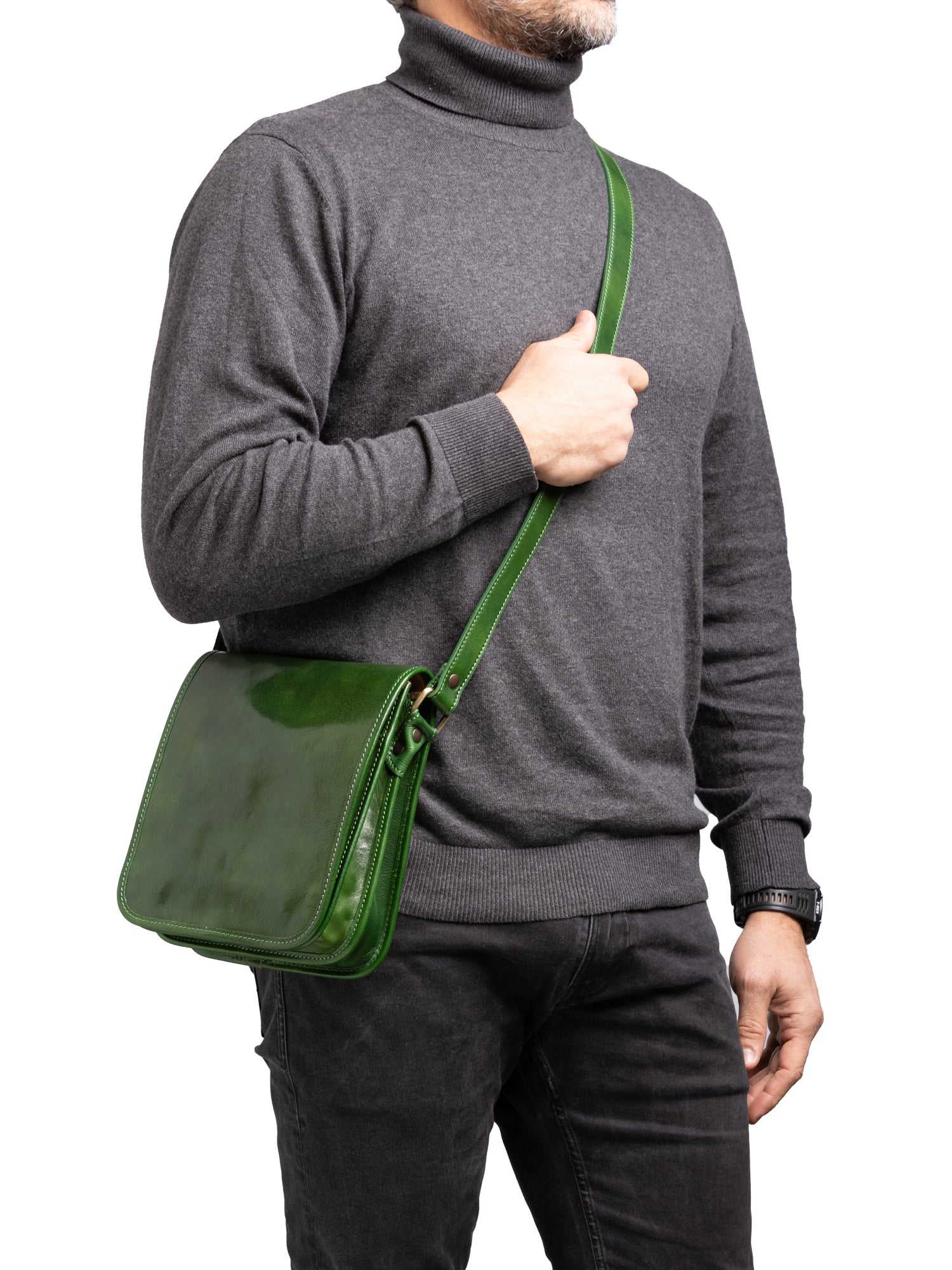 Crossbody bag I Fratelli Men Genuine leather -Verde Verde