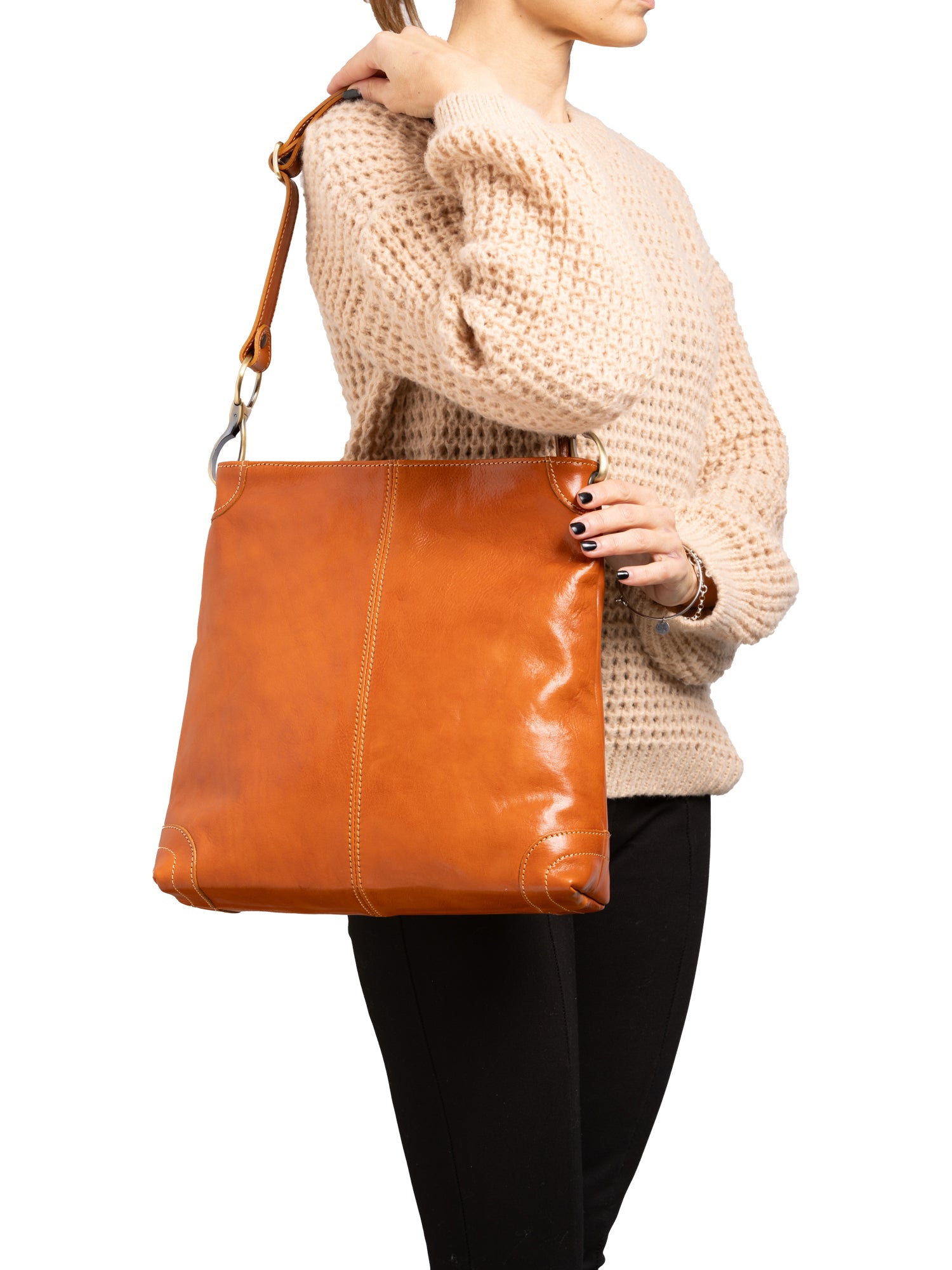 Shoulder Bag I Fratelli Women Genuine leather -Rosso Cognac