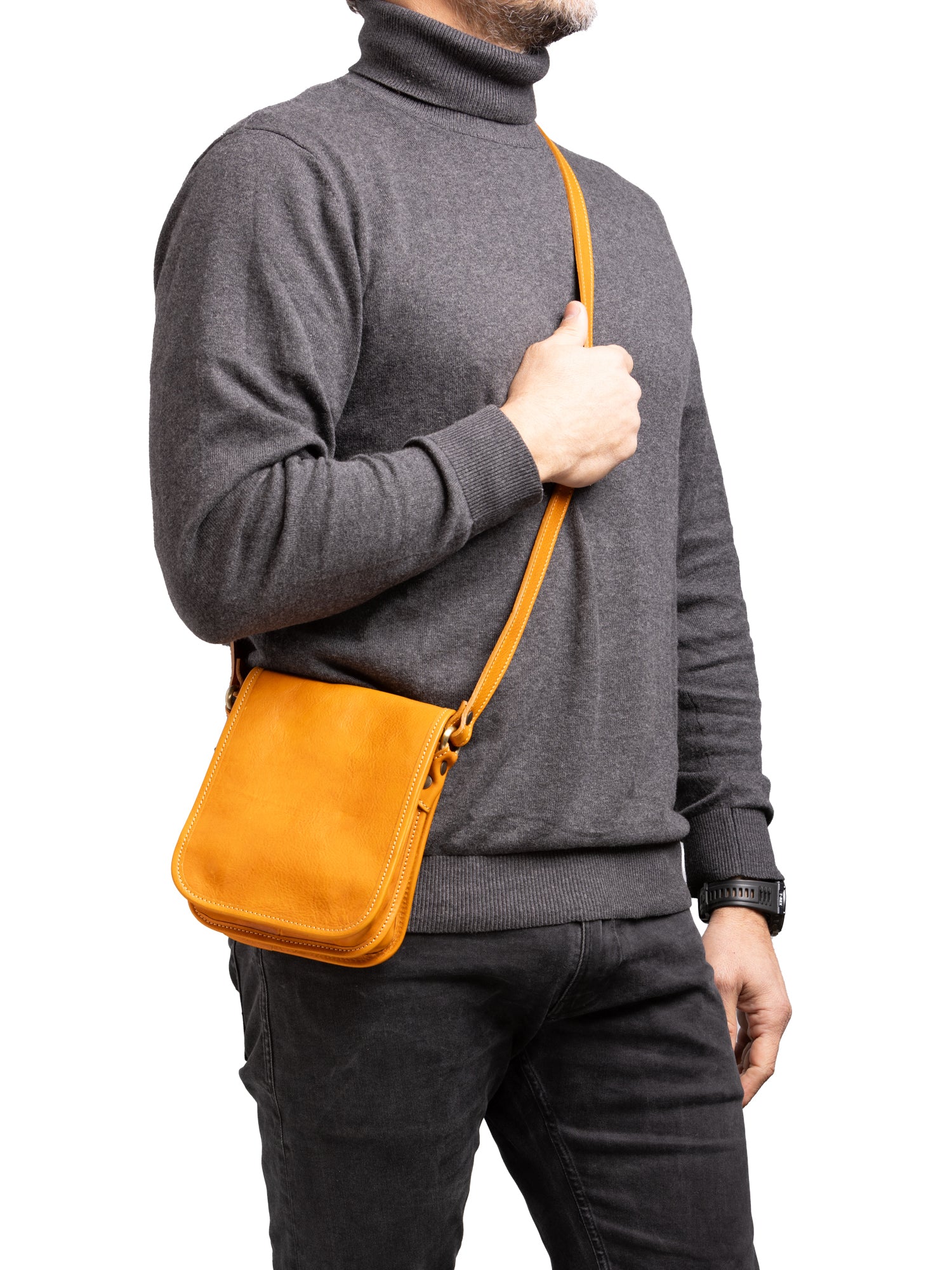 Crossbody bag I Fratelli Men Genuine leather -Senape Senape