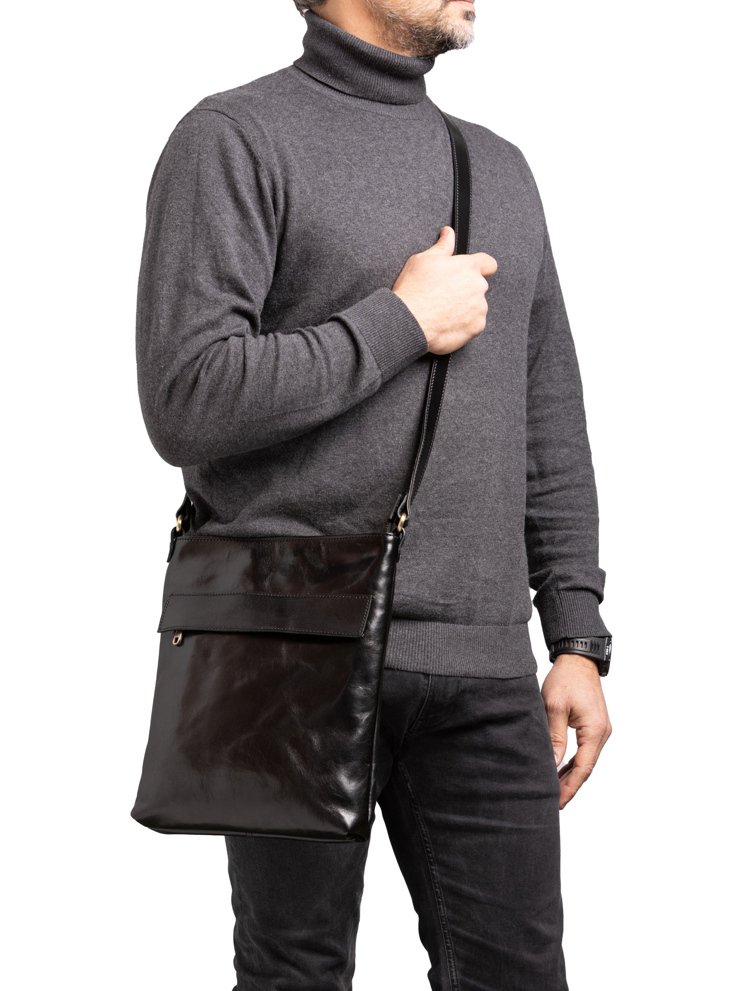 Crossbody bag I Fratelli Men Genuine leather -Nero Nero