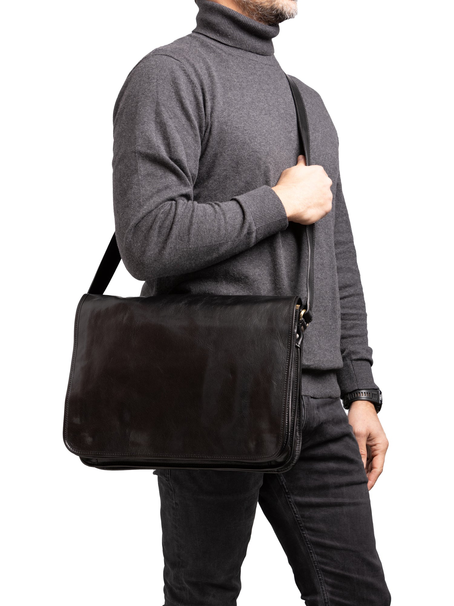 Crossbody bag I Fratelli Men Genuine leather -Marrone Nero