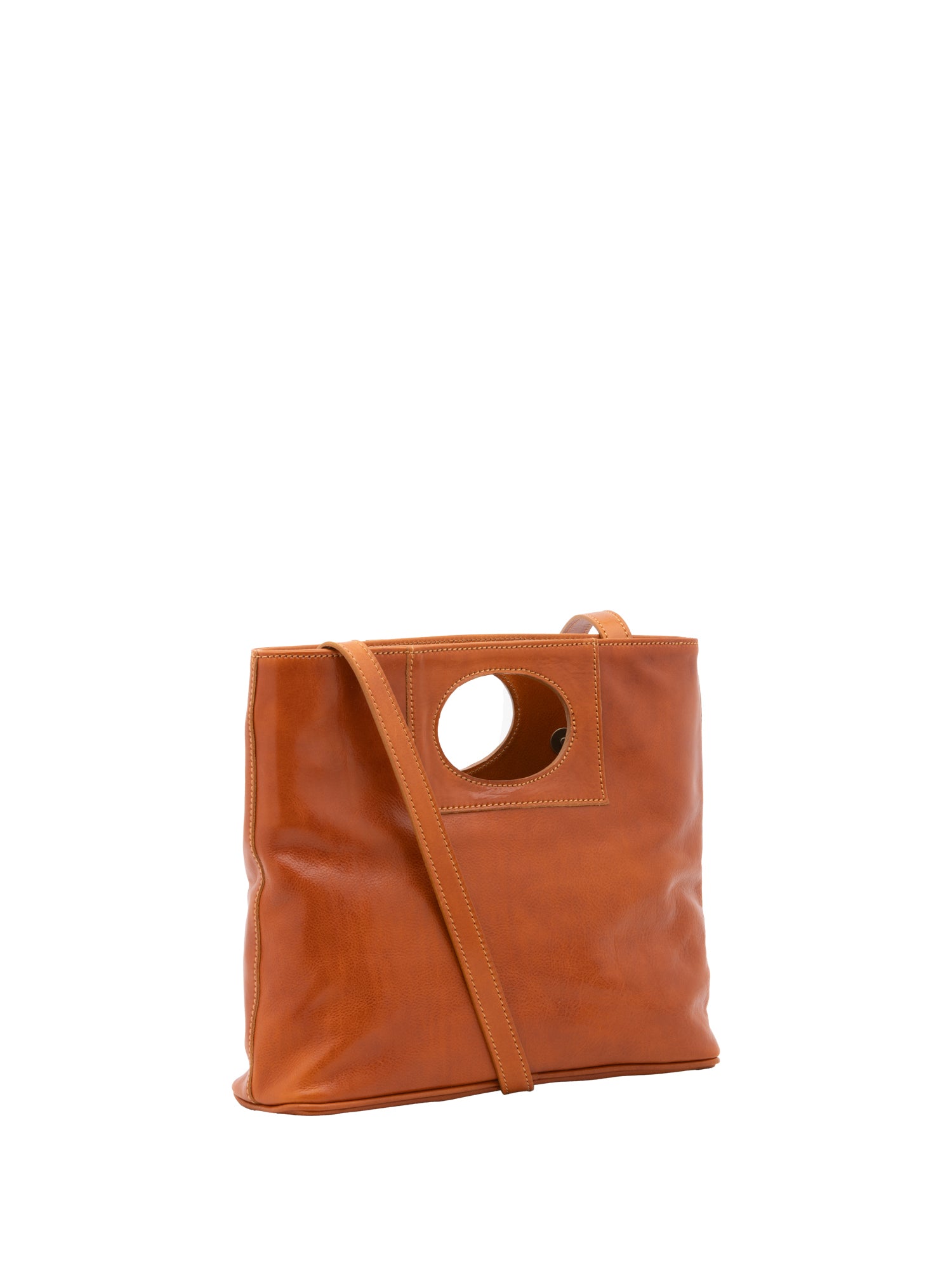 Crossbody bag I Fratelli Women Genuine leather -Blu Cognac