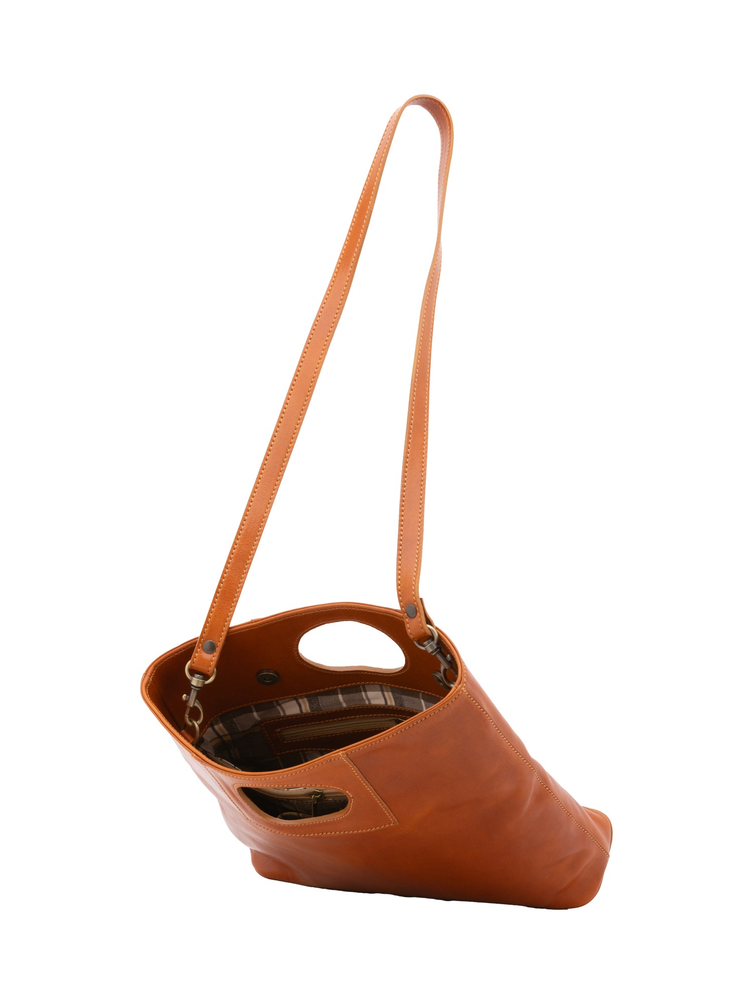 Crossbody bag I Fratelli Women Genuine leather -Blu Cognac