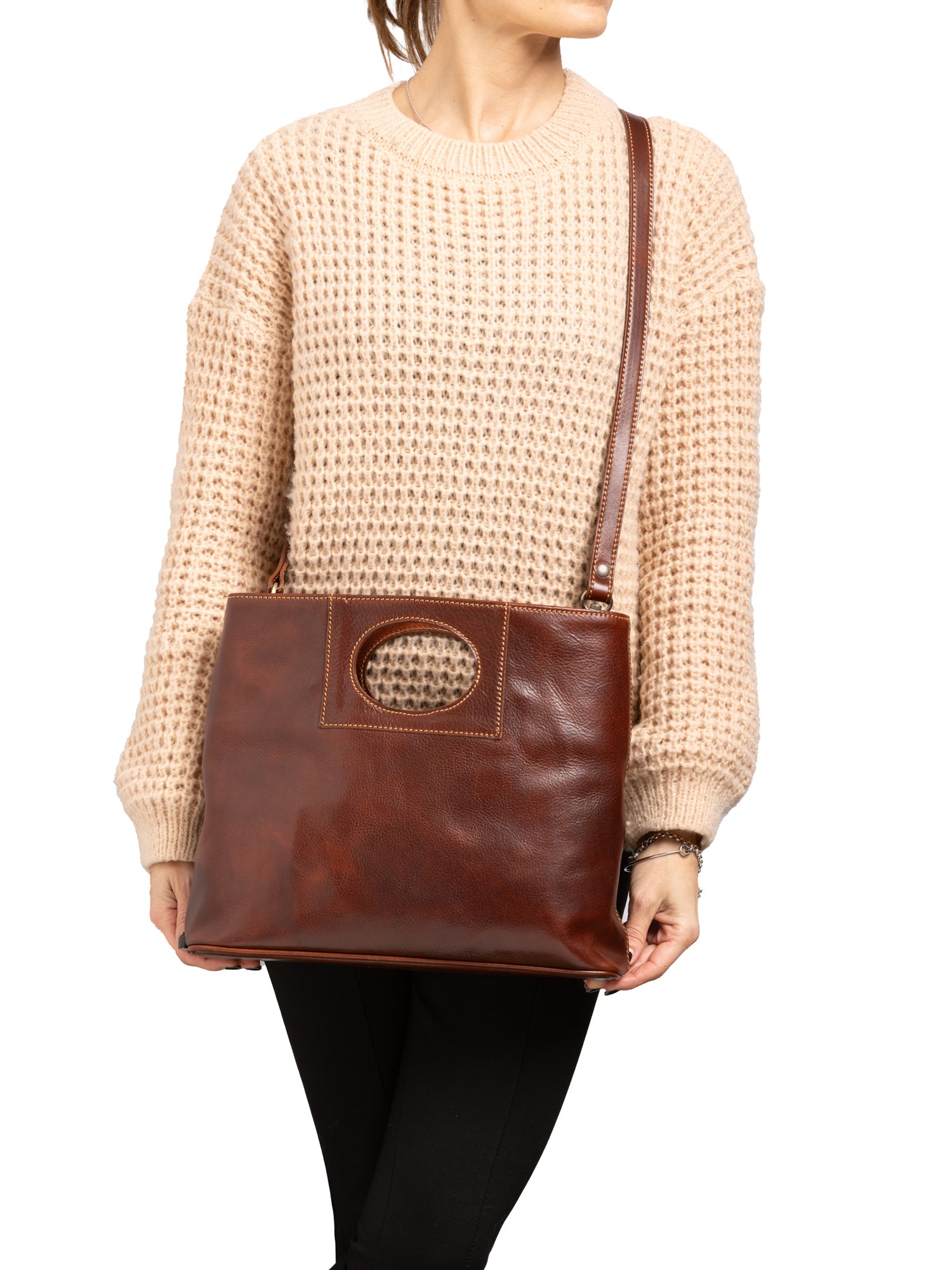 Crossbody bag I Fratelli Women Genuine leather -Blu Marrone