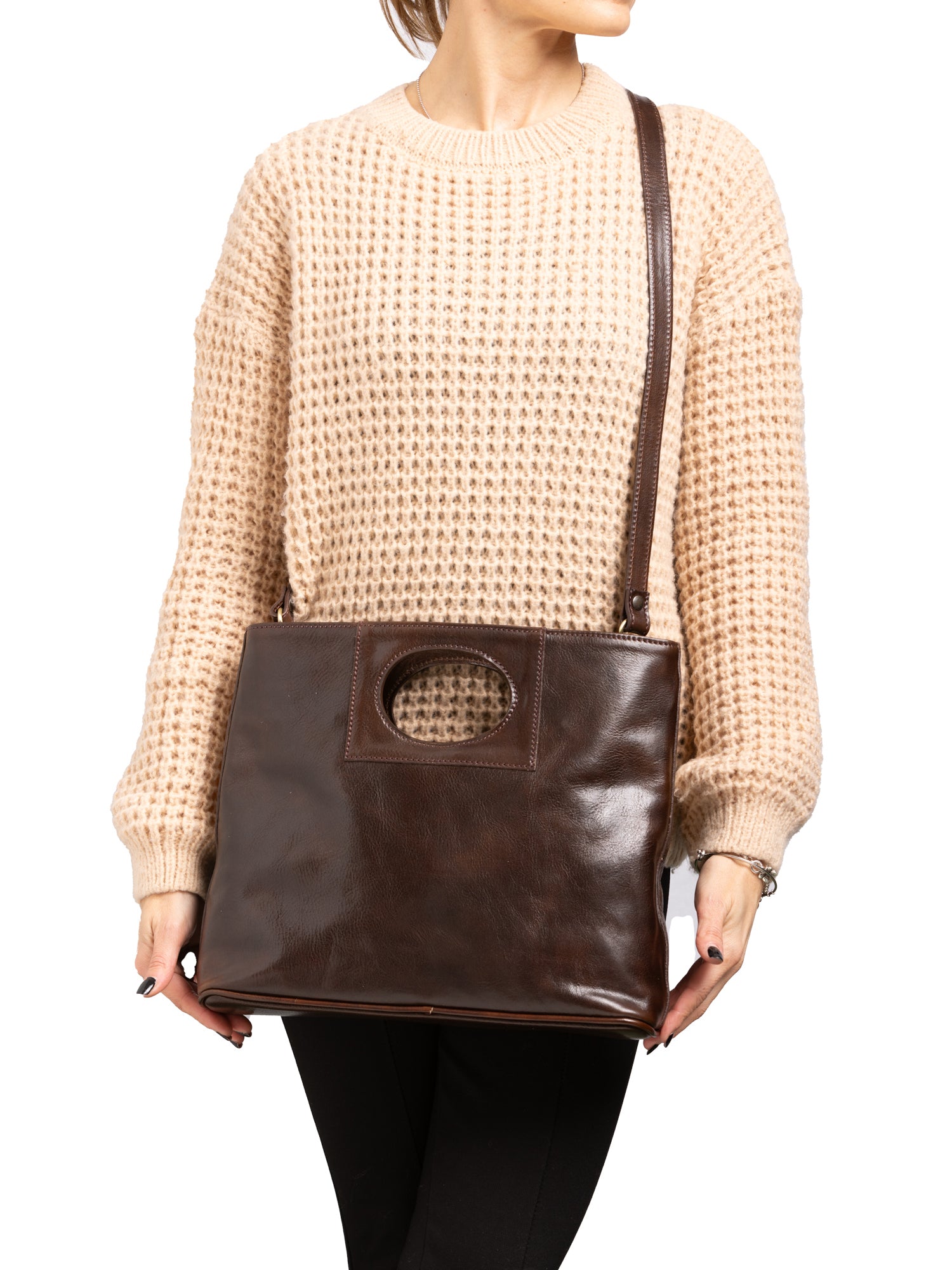 Crossbody bag I Fratelli Women Genuine leather -Blu Testa di moro