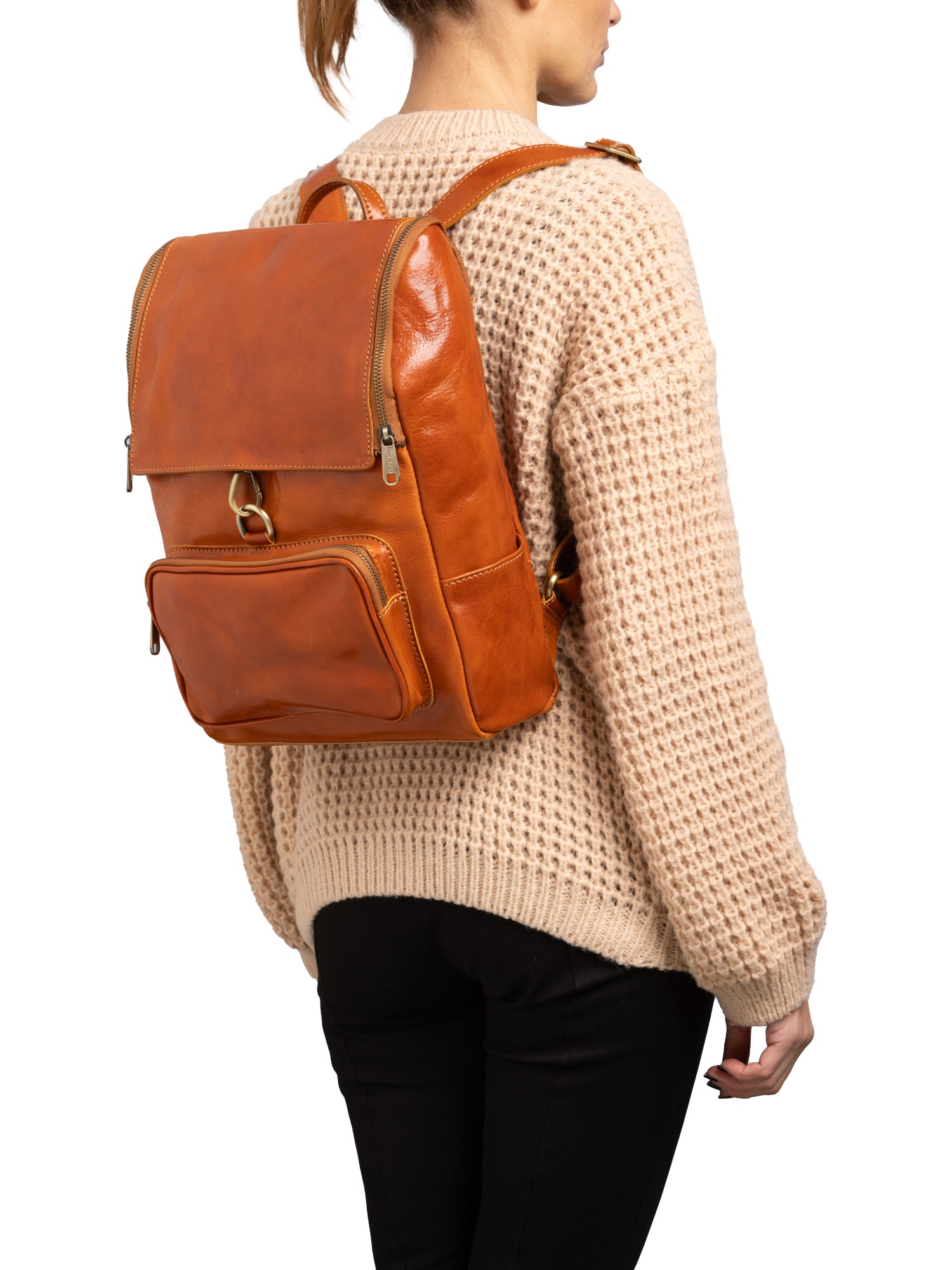 Shoulder Bag I Fratelli Women Genuine leather -Nero Cognac