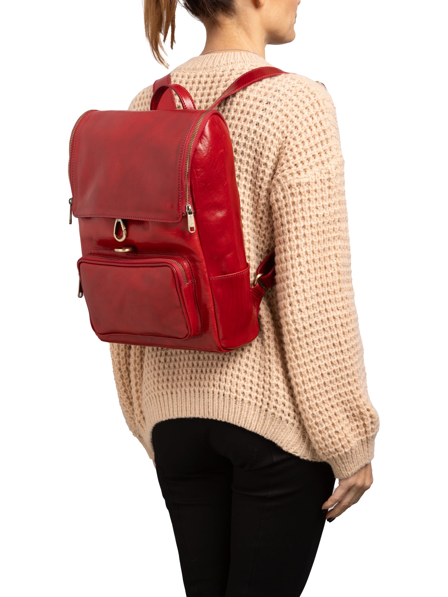 Shoulder Bag I Fratelli Women Genuine leather -Nero Rosso