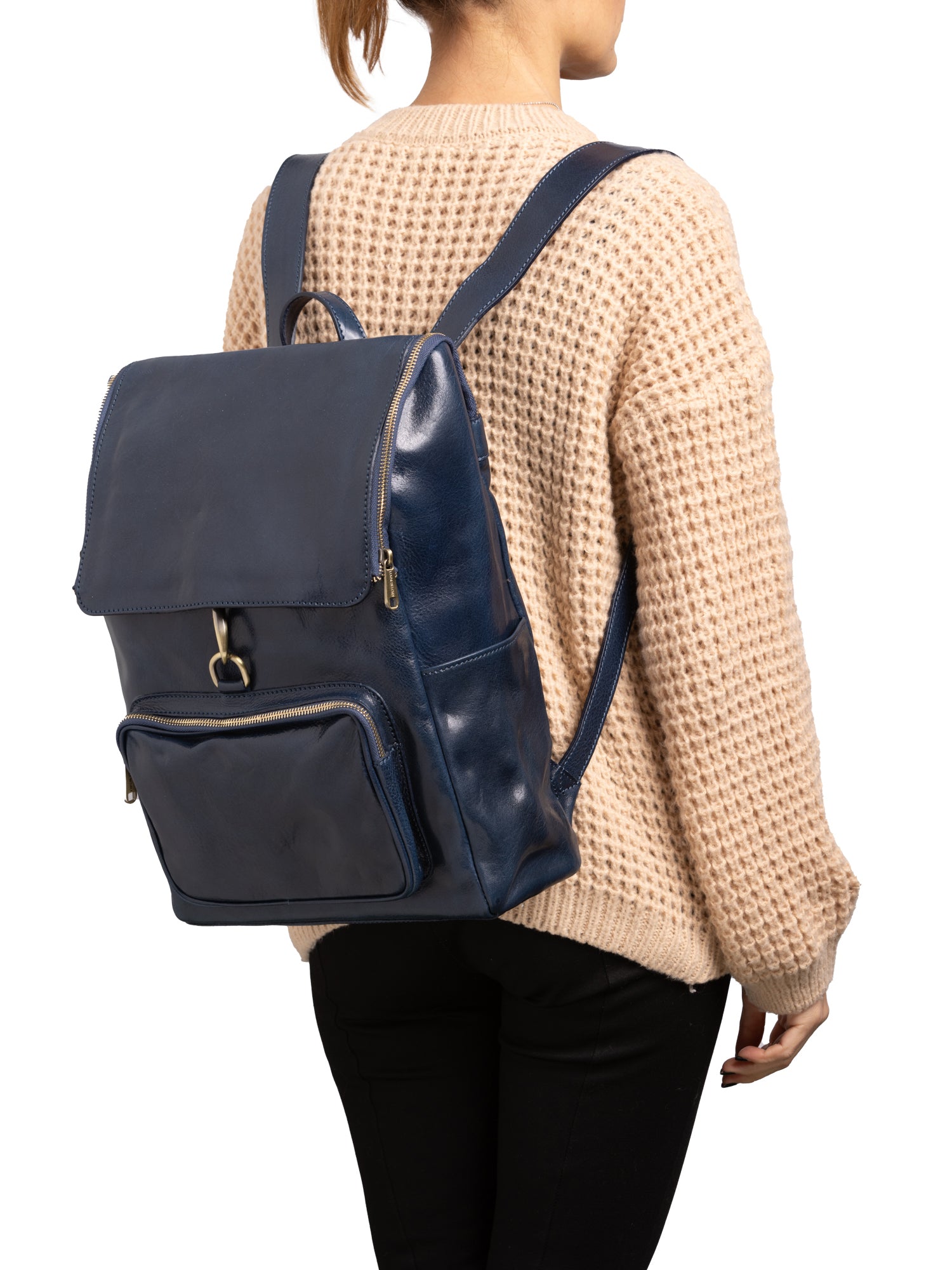 Shoulder Bag I Fratelli Women Genuine leather -Nero Blu