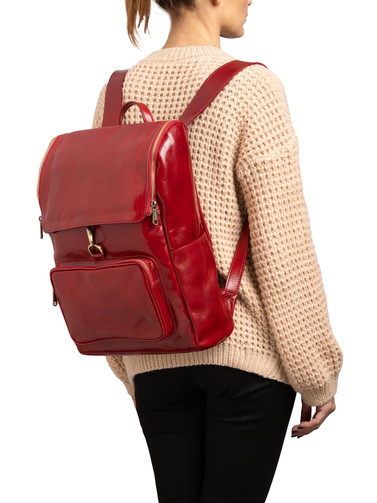 Shoulder Bag I Fratelli Women Genuine leather -Nero Rosso