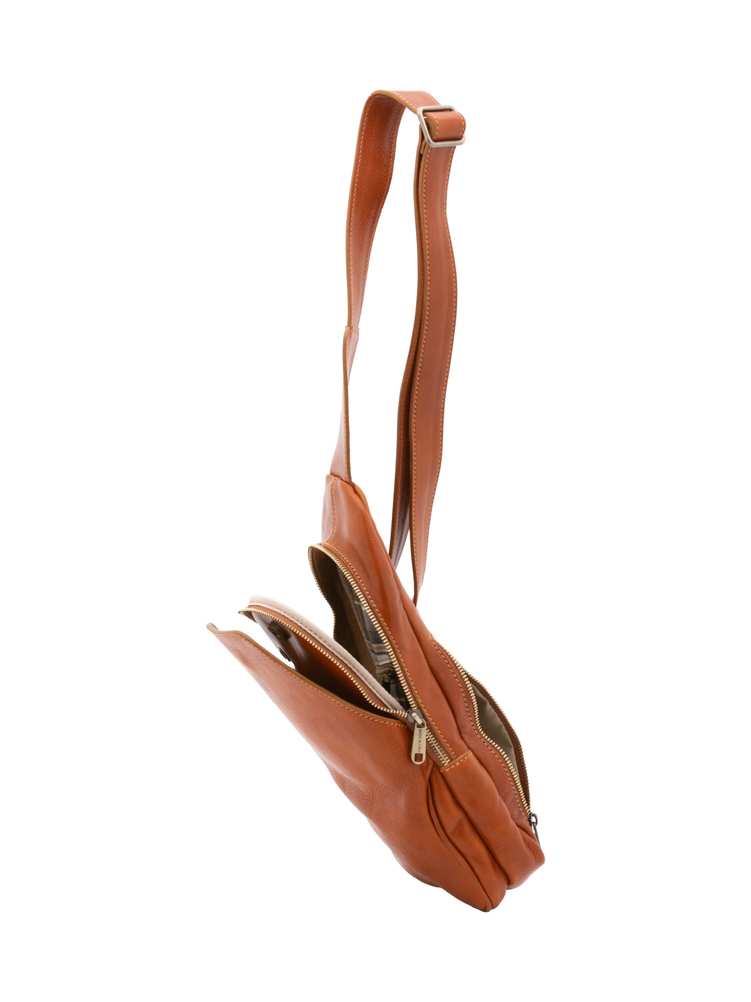 Belt bag I Fratelli Men Genuine leather -Verde Cognac