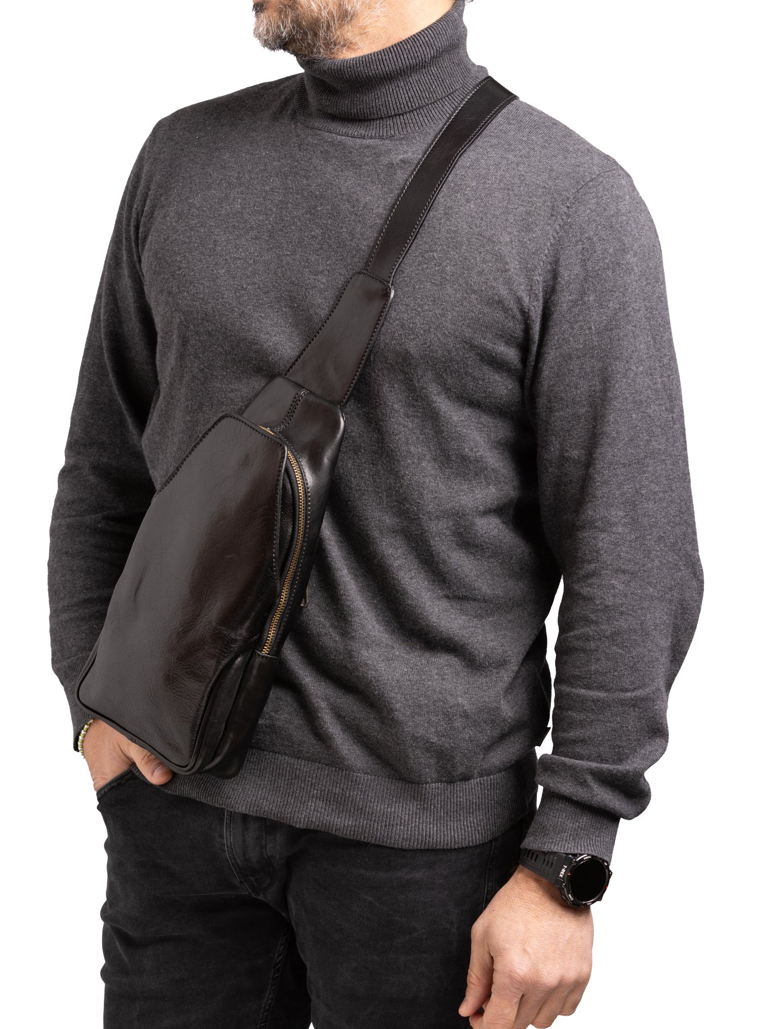Belt bag I Fratelli Men Genuine leather -Verde Nero