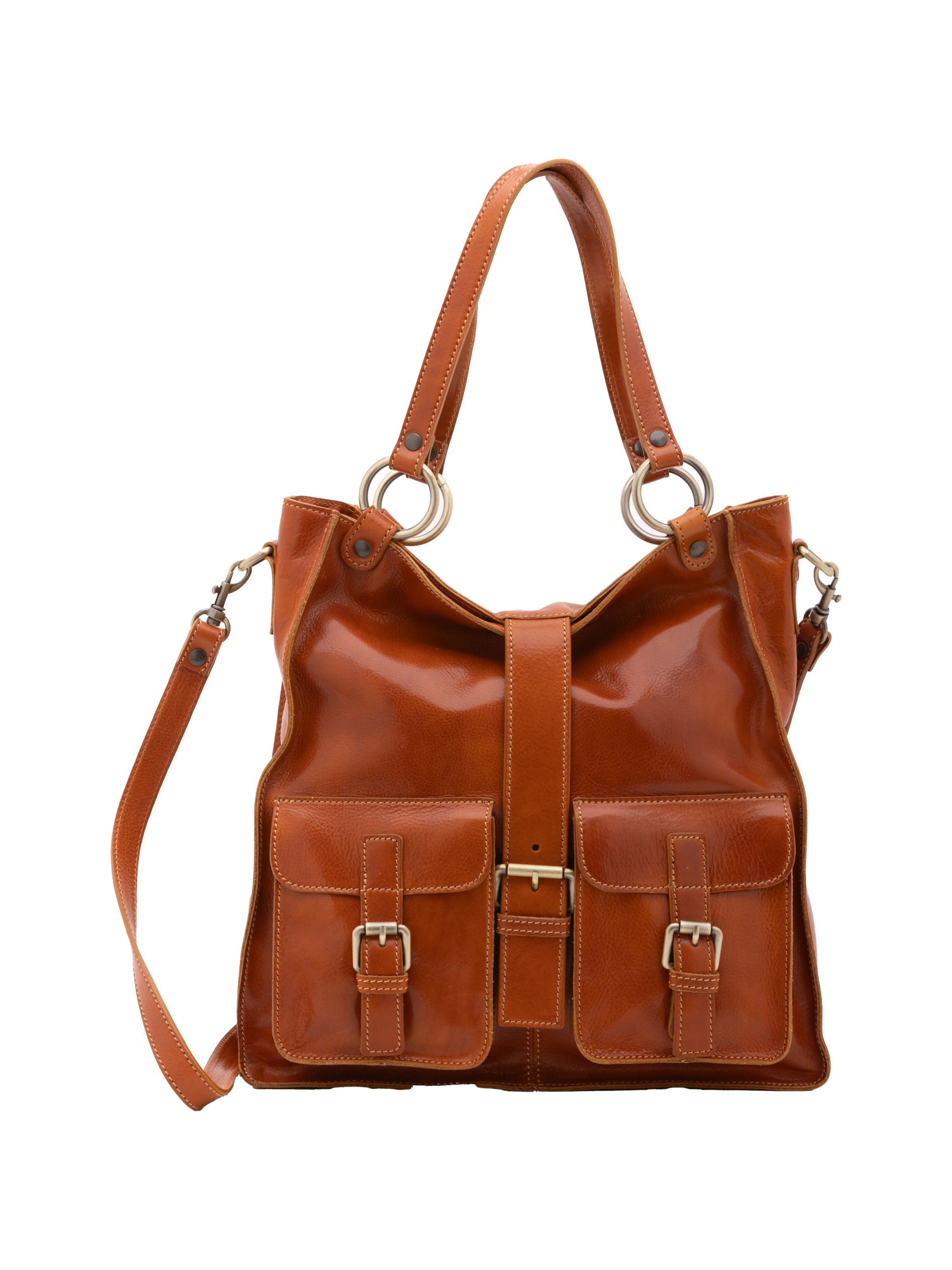 Shoulder Bag I Fratelli Women Genuine leather -Rosso Cognac