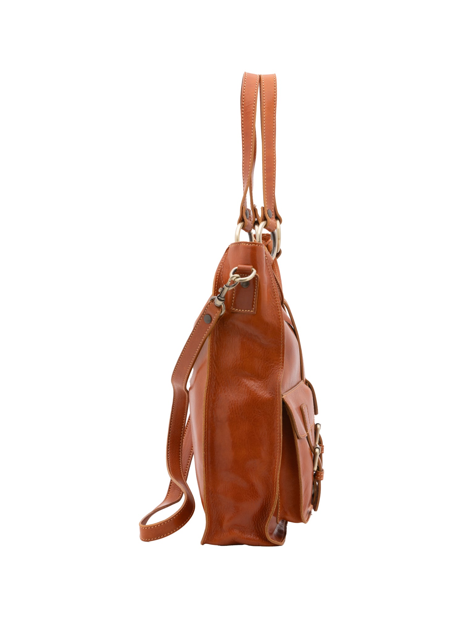 Shoulder Bag I Fratelli Women Genuine leather -Rosso Cognac