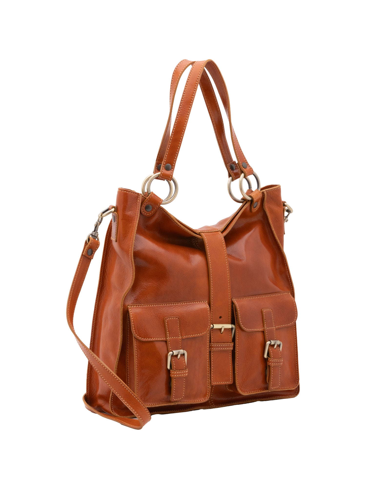 Shoulder Bag I Fratelli Women Genuine leather -Rosso Cognac