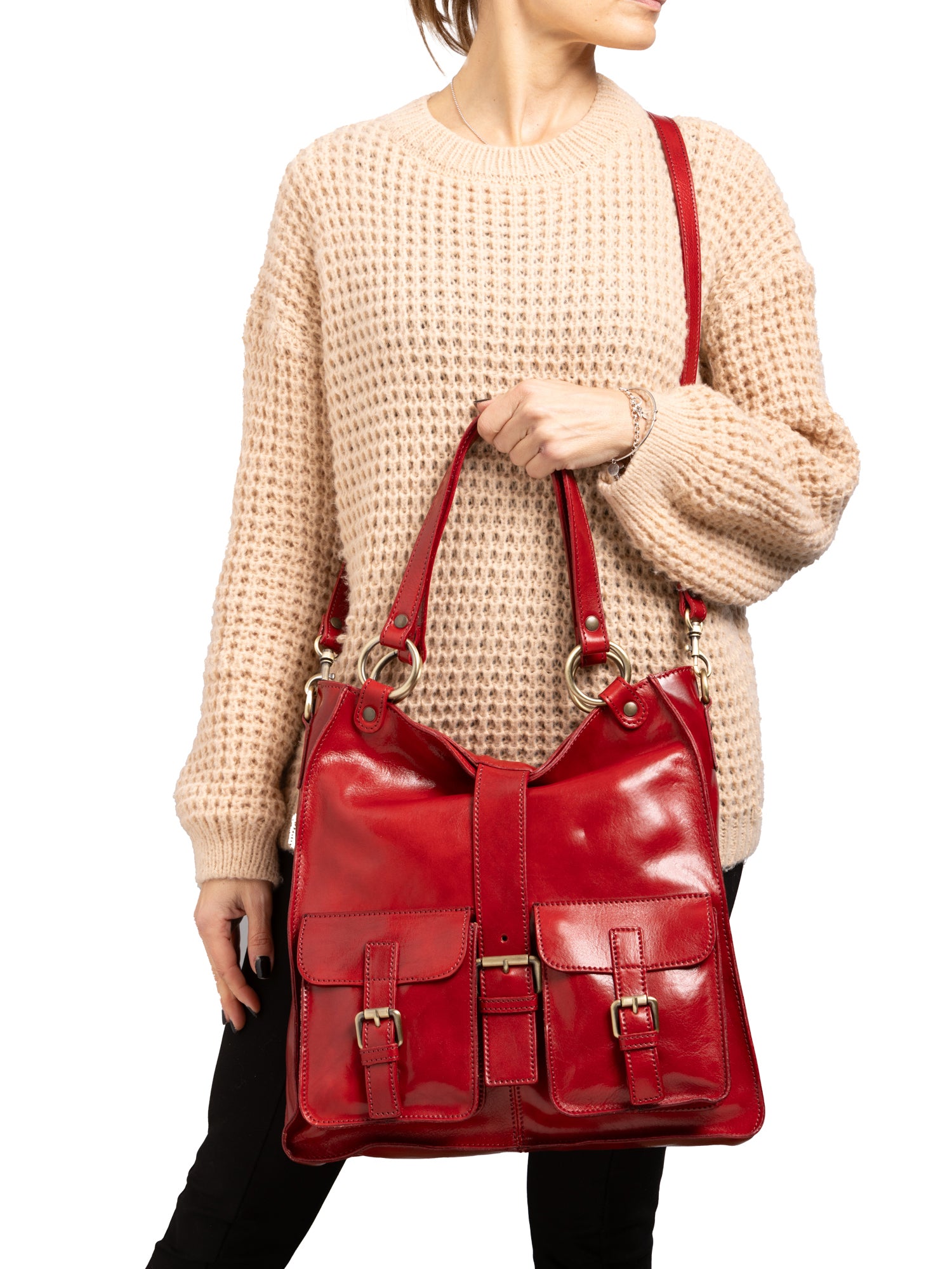 Shoulder Bag I Fratelli Women Genuine leather -Rosso Rosso