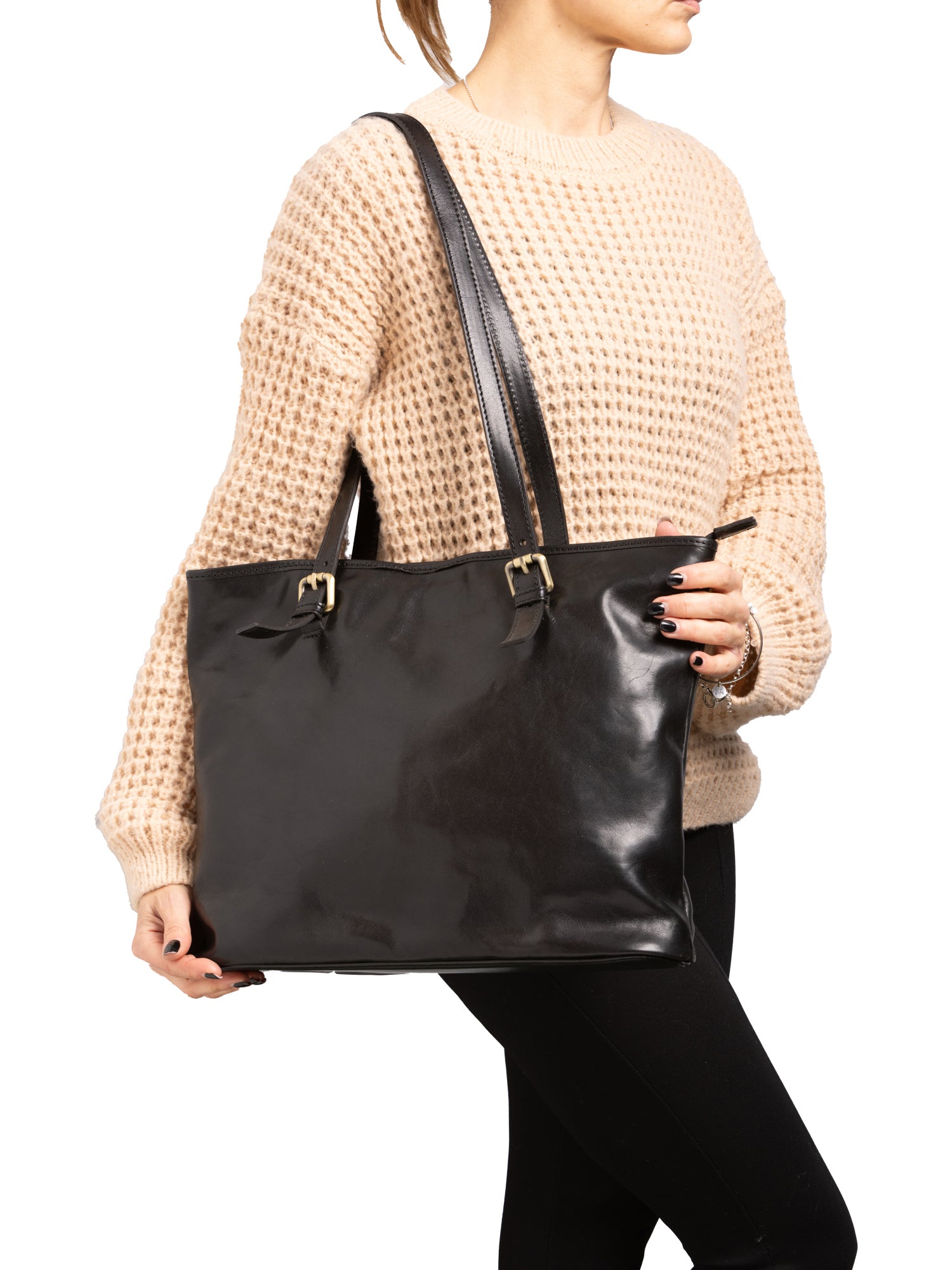 Shoulder Bag I Fratelli Women Genuine leather -Marrone Nero