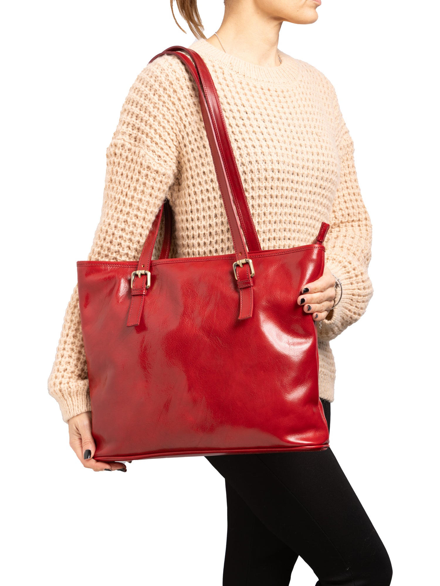 Shoulder Bag I Fratelli Women Genuine leather -Marrone Rosso