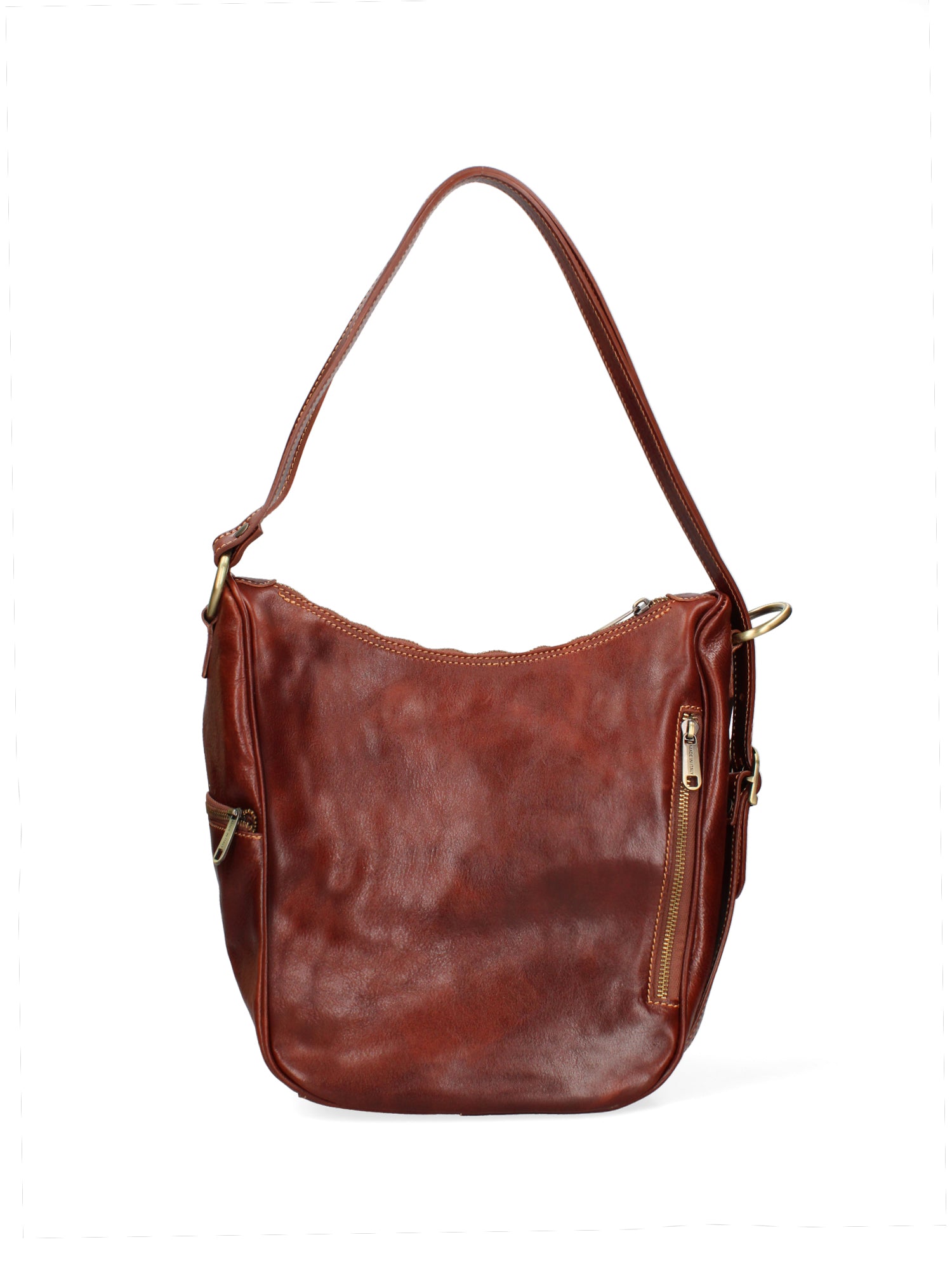 Shoulder Bag I Fratelli Women Genuine leather -Cognac Marrone