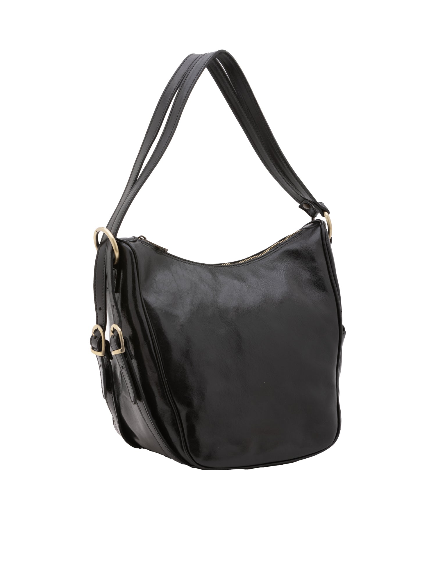 Shoulder Bag I Fratelli Women Genuine leather -Cognac Nero