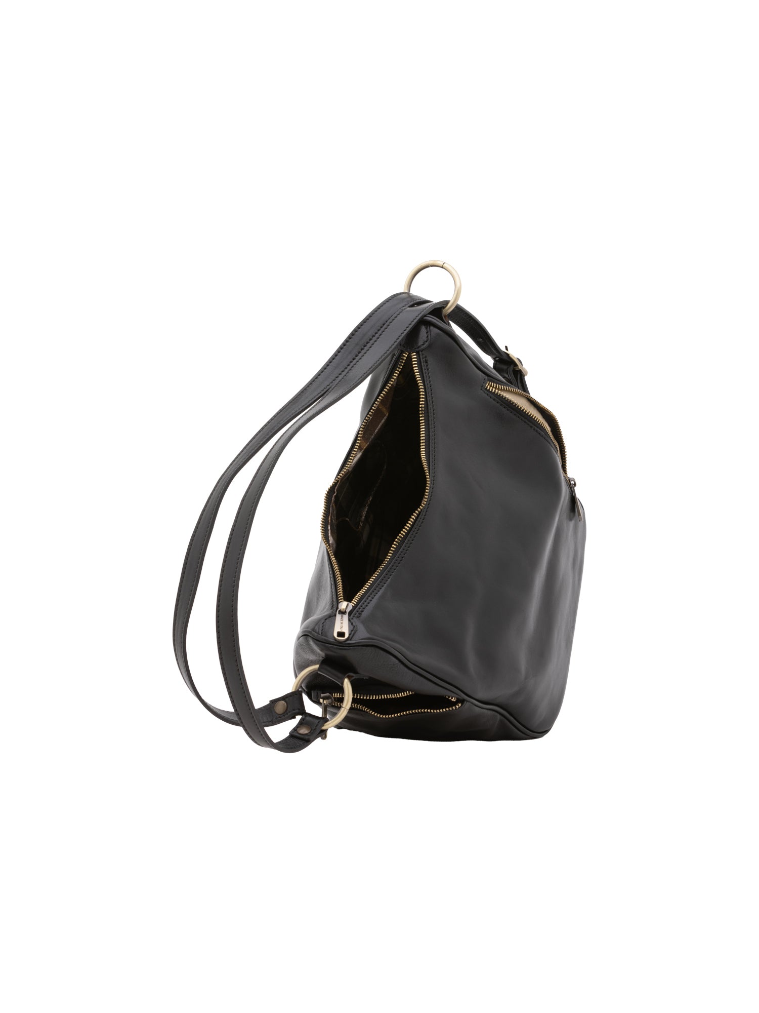 Shoulder Bag I Fratelli Women Genuine leather -Cognac Nero