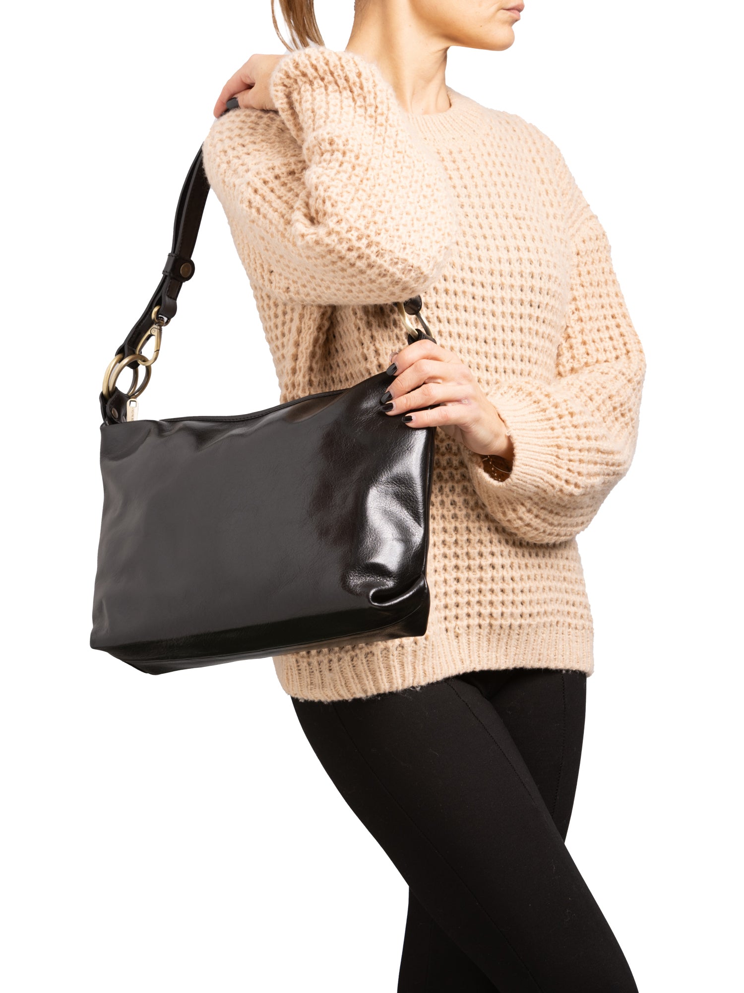 Shoulder Bag I Fratelli Women Genuine leather -Cognac Nero