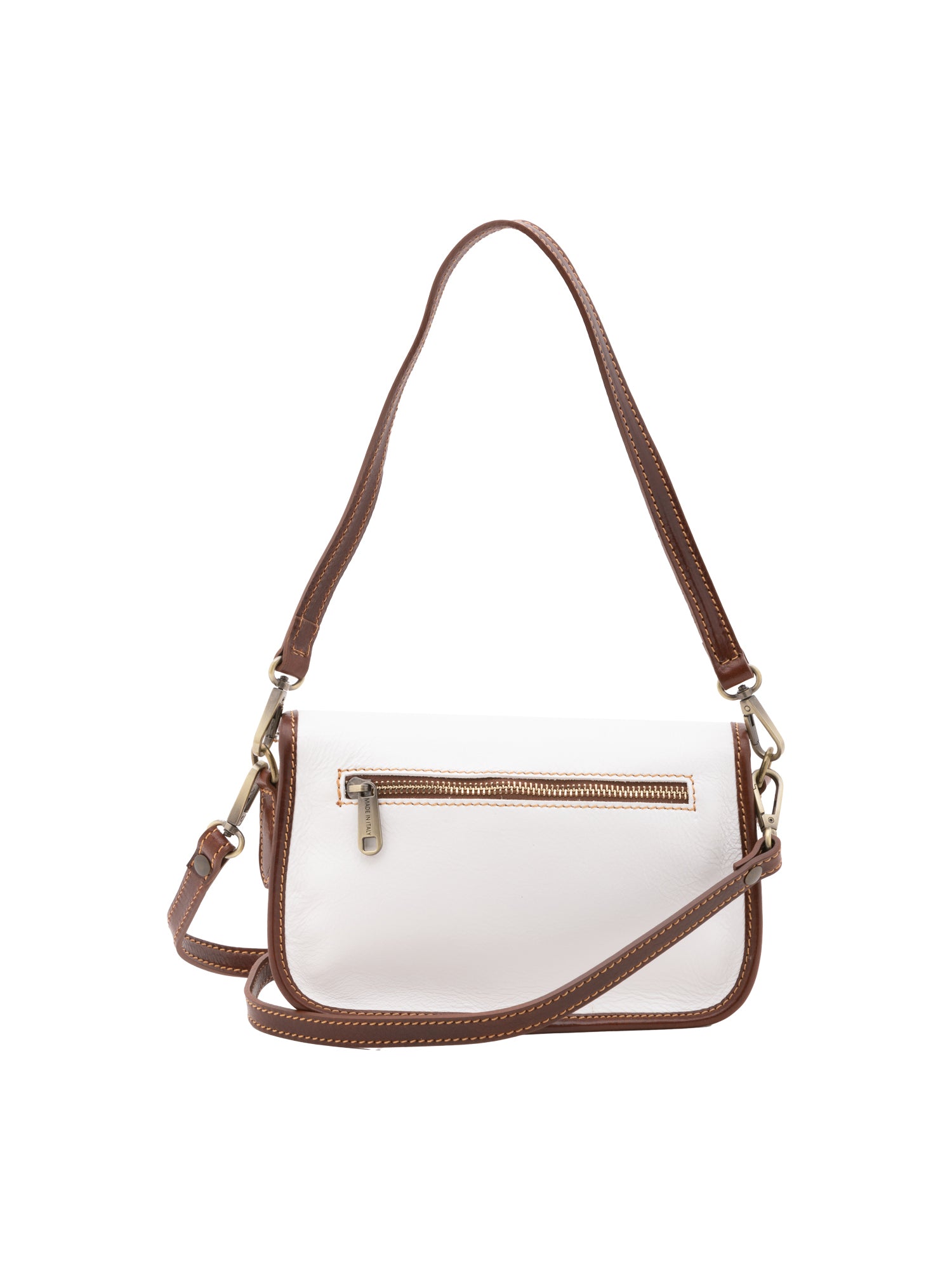 Shoulder Bag I Fratelli Women Genuine leather -Cognac Bianco e Marrone