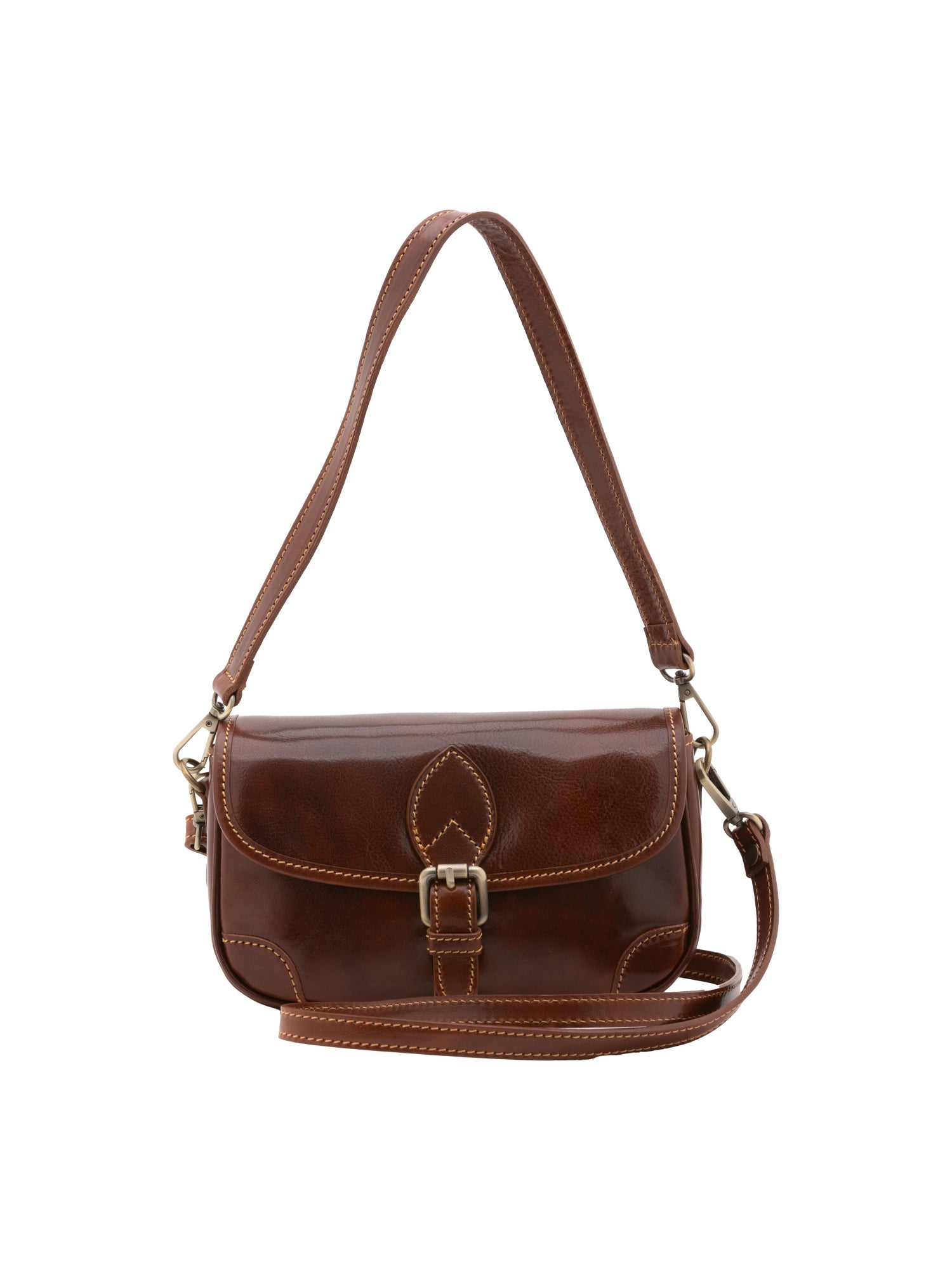 Shoulder Bag I Fratelli Women Genuine leather -Cognac Marrone