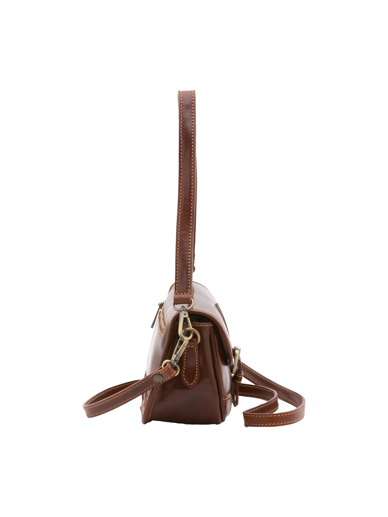 Shoulder Bag I Fratelli Women Genuine leather -Cognac Marrone