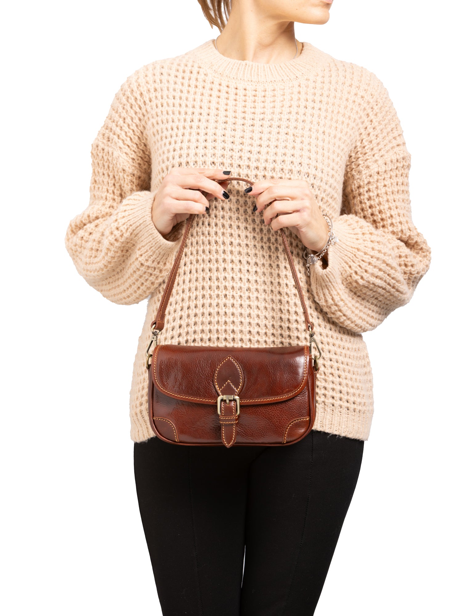 Shoulder Bag I Fratelli Women Genuine leather -Cognac Marrone