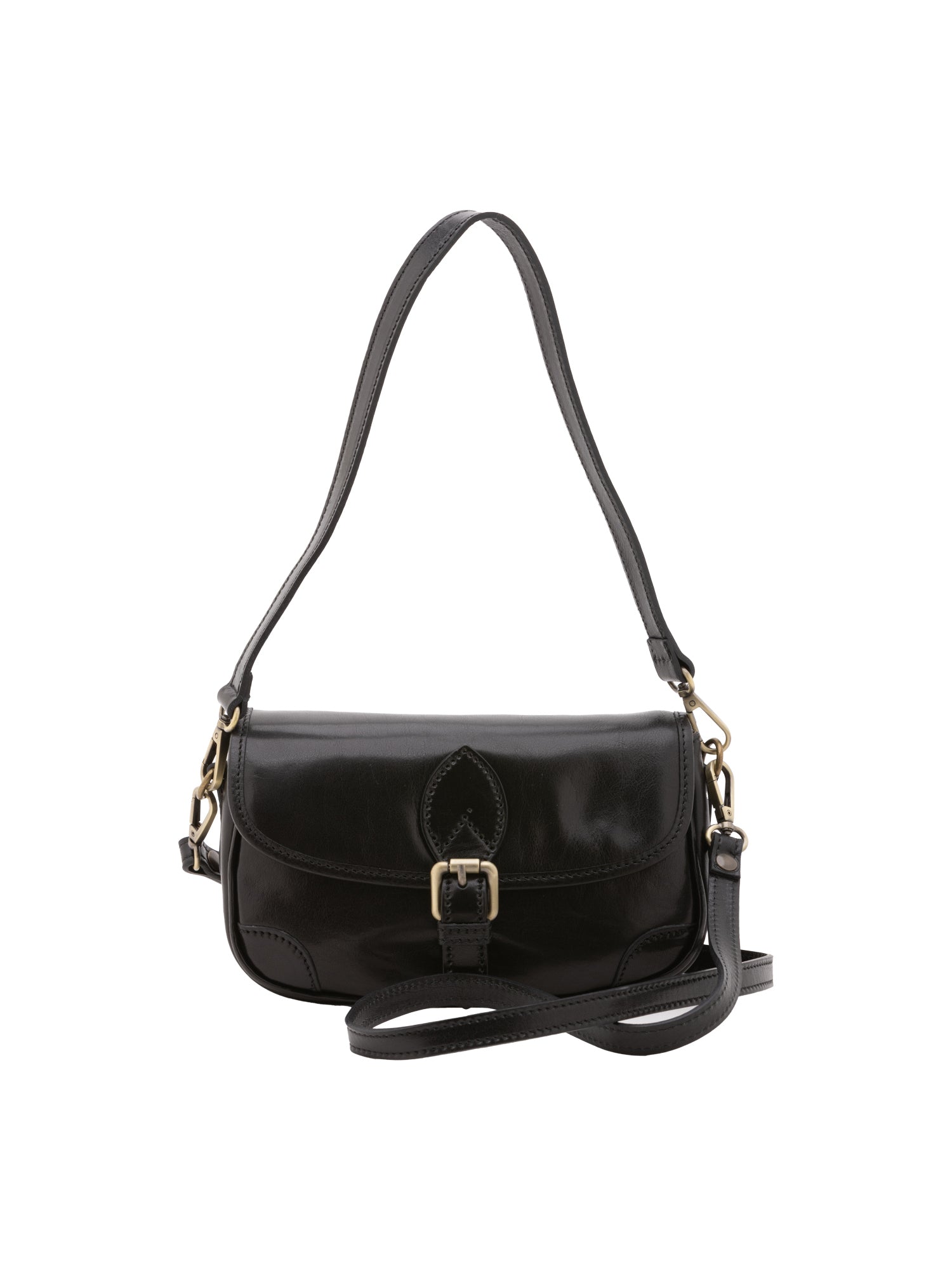 Shoulder Bag I Fratelli Women Genuine leather -Cognac Nero