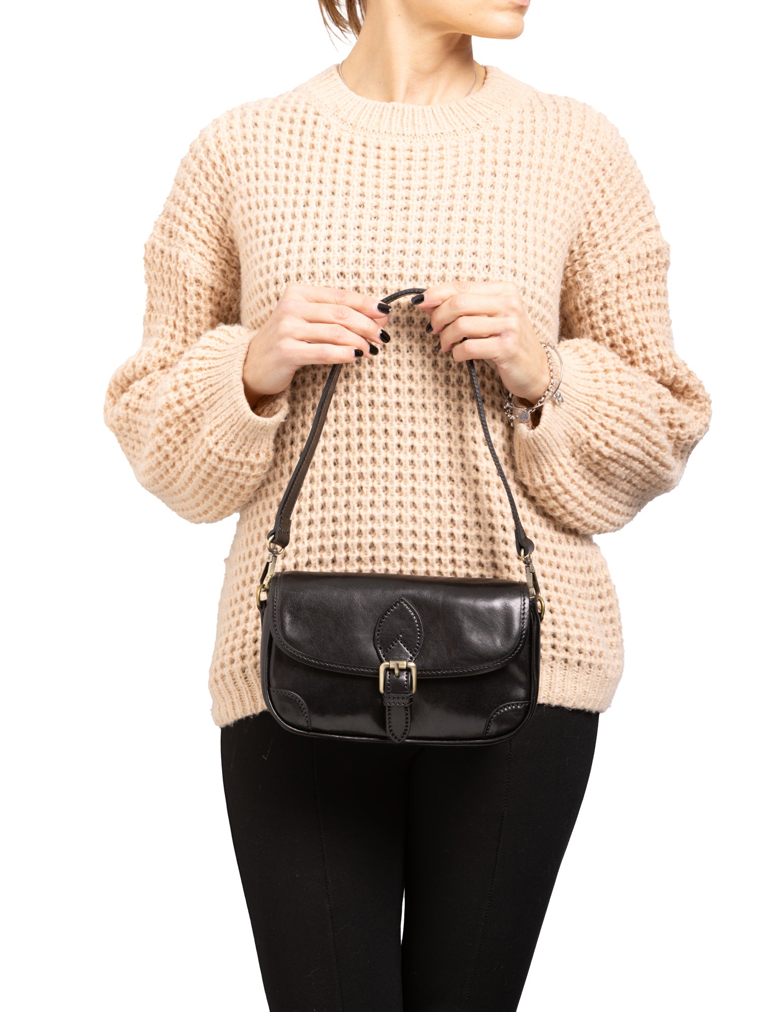 Shoulder Bag I Fratelli Women Genuine leather -Cognac Nero