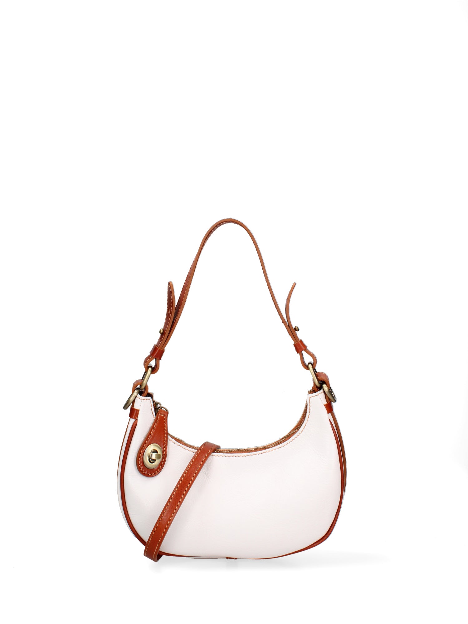 Shoulder Bag I Fratelli Women Genuine leather -Cognac Bianco