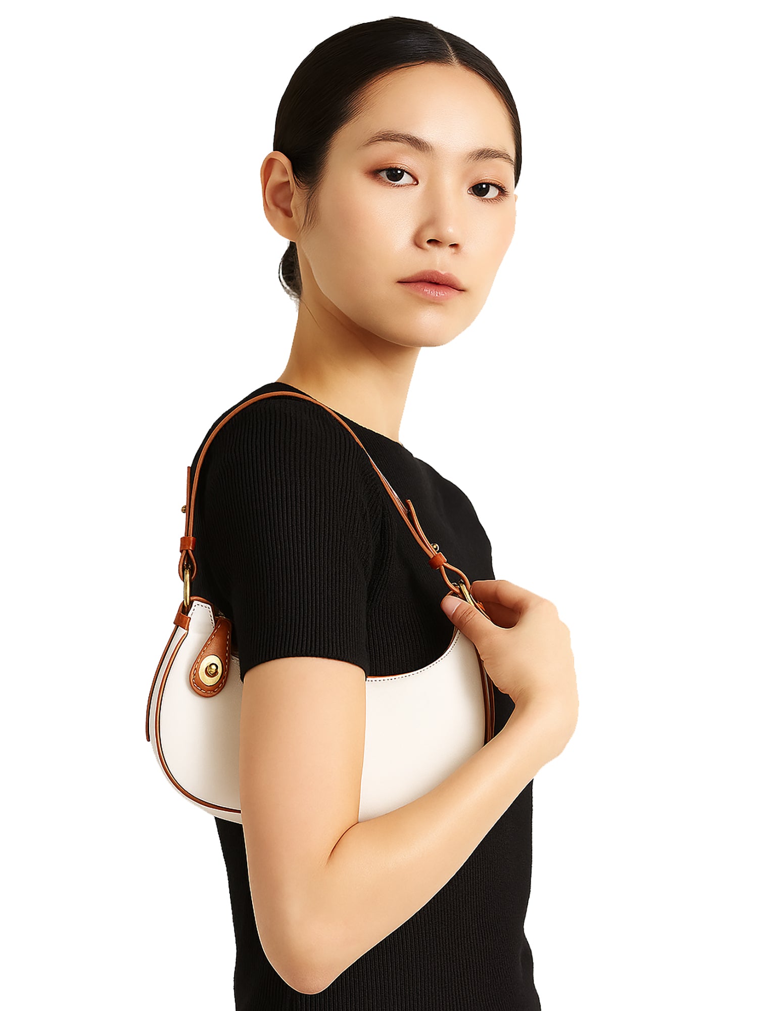 Shoulder Bag I Fratelli Women Genuine leather -Cognac Bianco